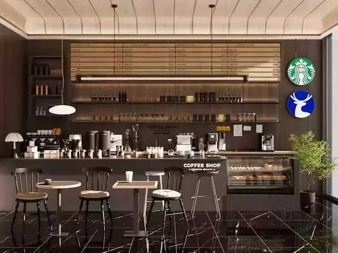 Coffee Shop Space Design 3D model