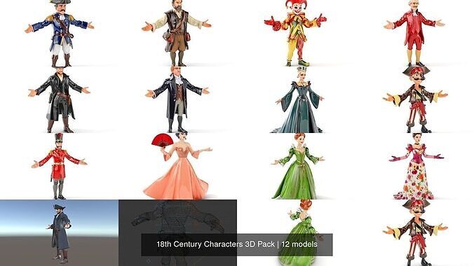 18th Century Characters 3D Pack 3D Model Collection