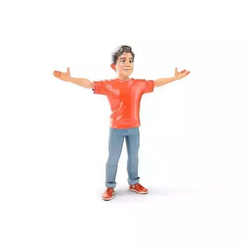 Animated Young Male Character with Casual Attire Rigged and A... Low-poly 3D model
