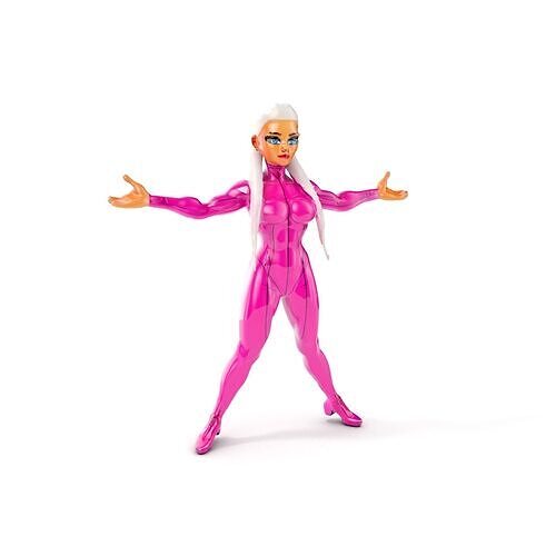 Pink Latex Futuristic Heroine  Rigged and Animated Low-poly 3D model