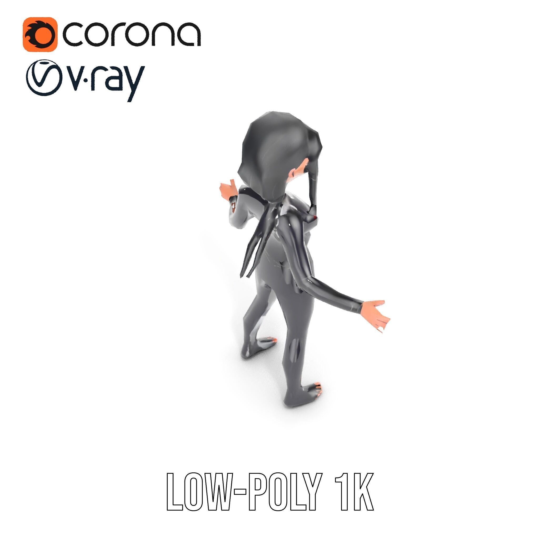 Stealthy Agent Character Rigged and Animated D Model Low-poly 3D model_21