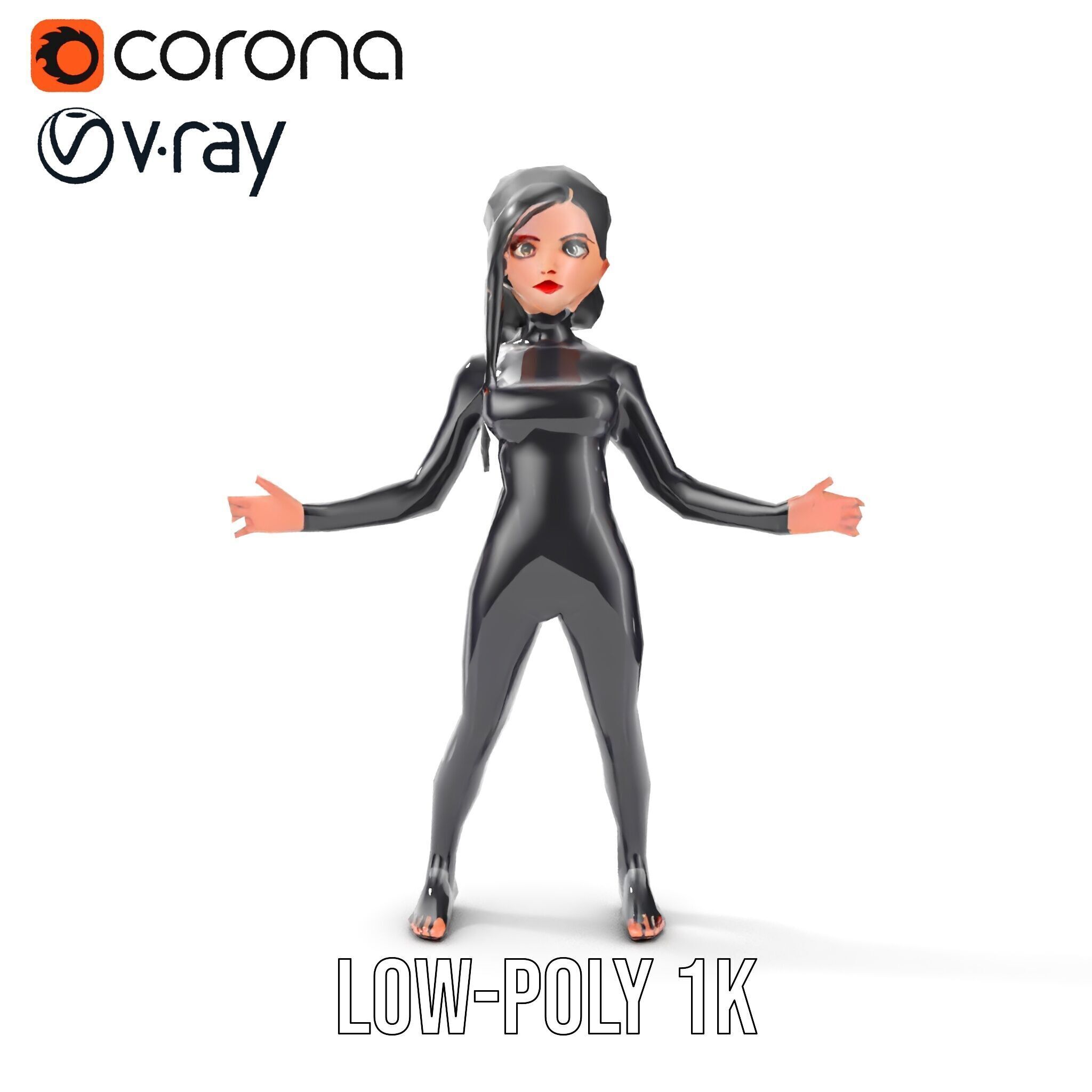 Stealthy Agent Character Rigged and Animated D Model Low-poly 3D model_7