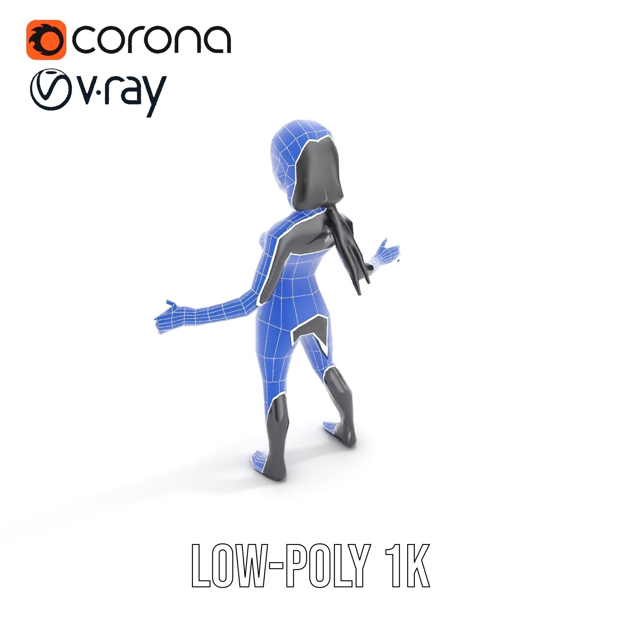 Stealthy Agent Character Rigged and Animated D Model Low-poly 3D model_18