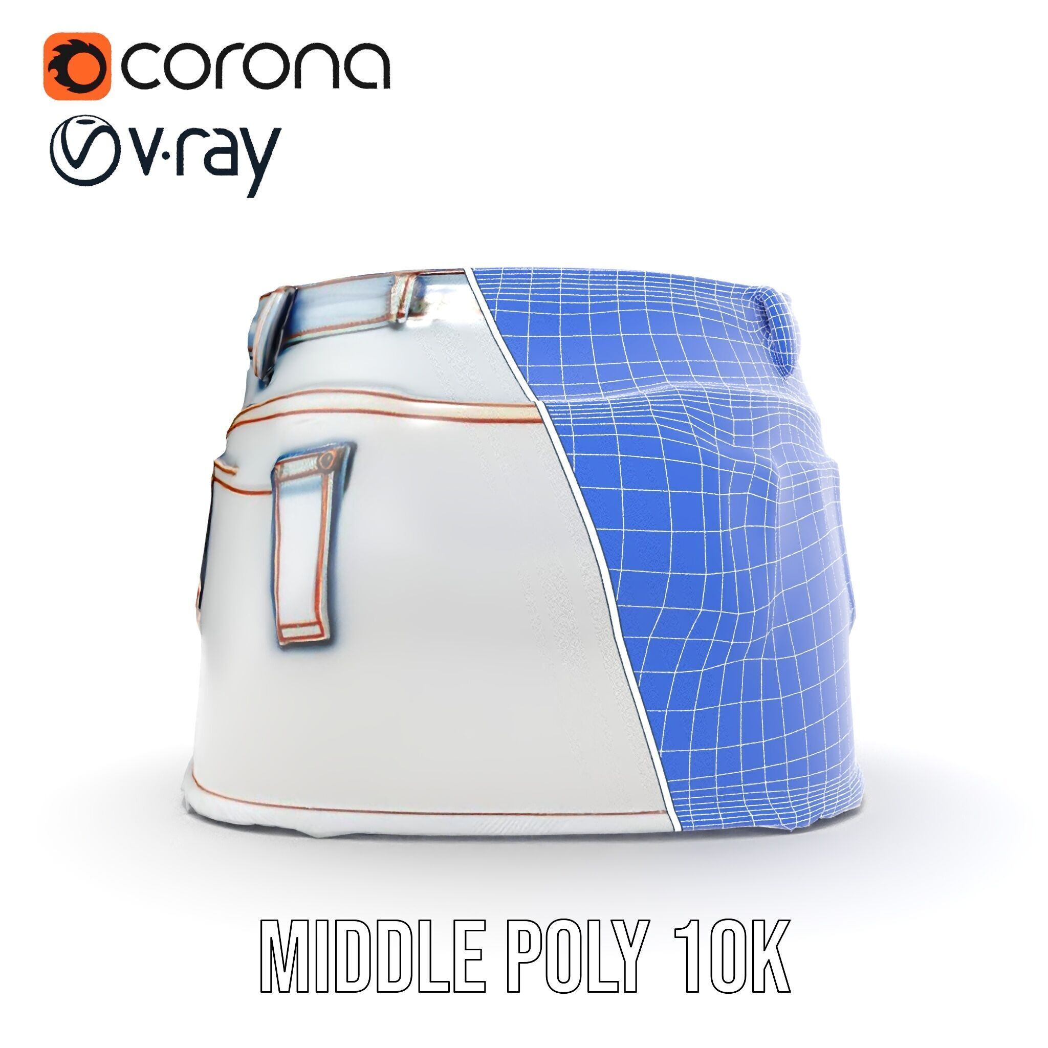 Denim Skirt model pack with realistic details Low-poly 3D model_28