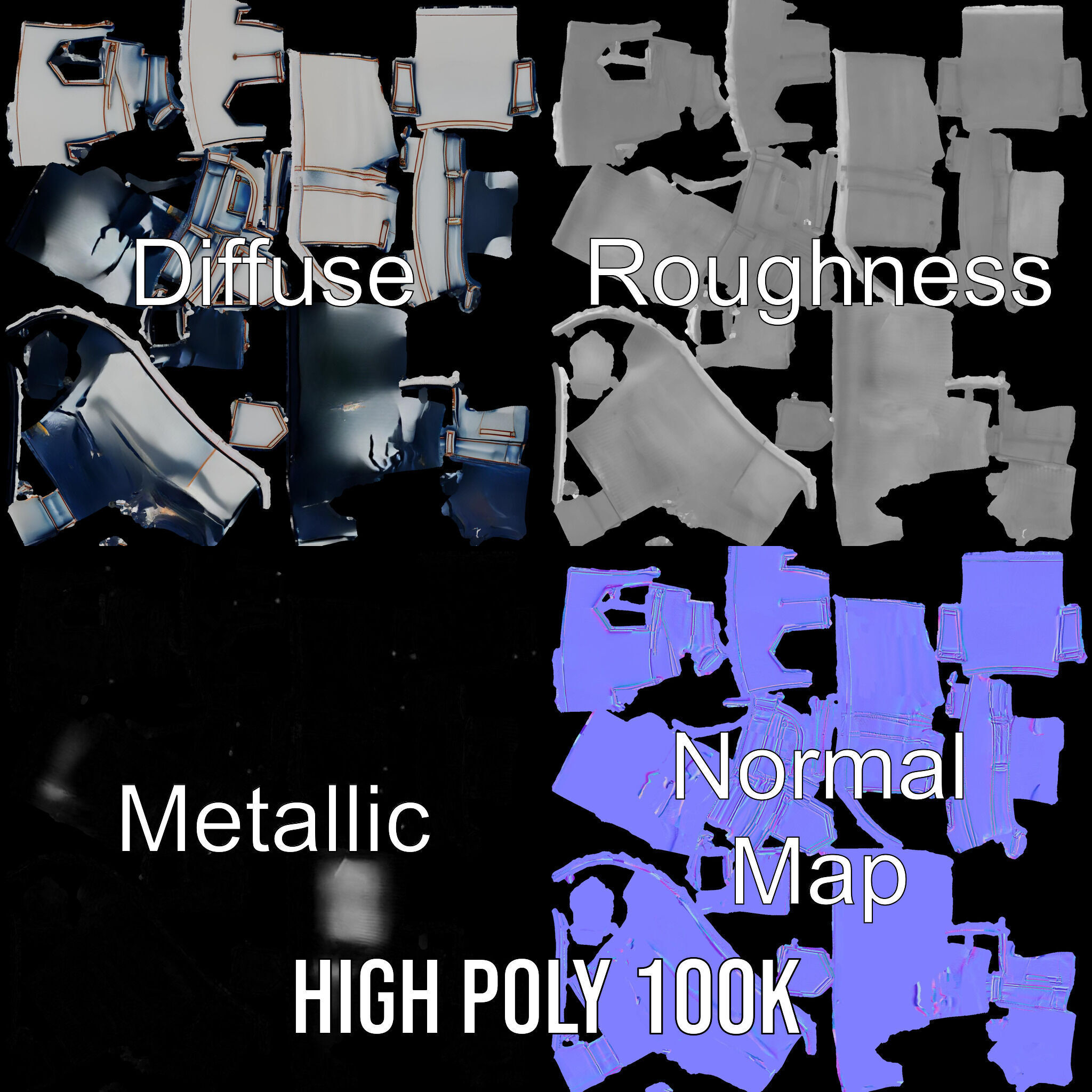 Denim Skirt model pack with realistic details Low-poly 3D model_3