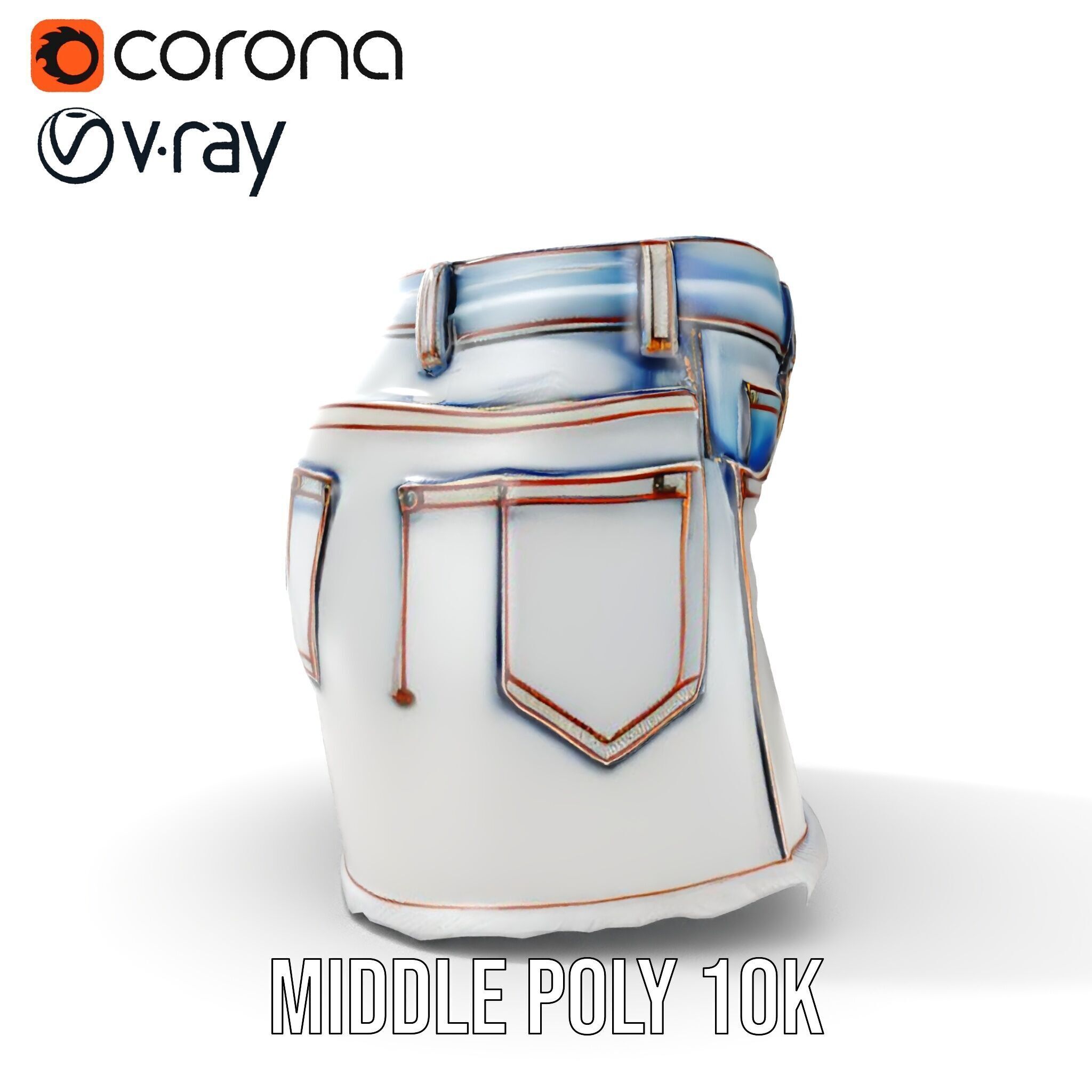 Denim Skirt model pack with realistic details Low-poly 3D model_6