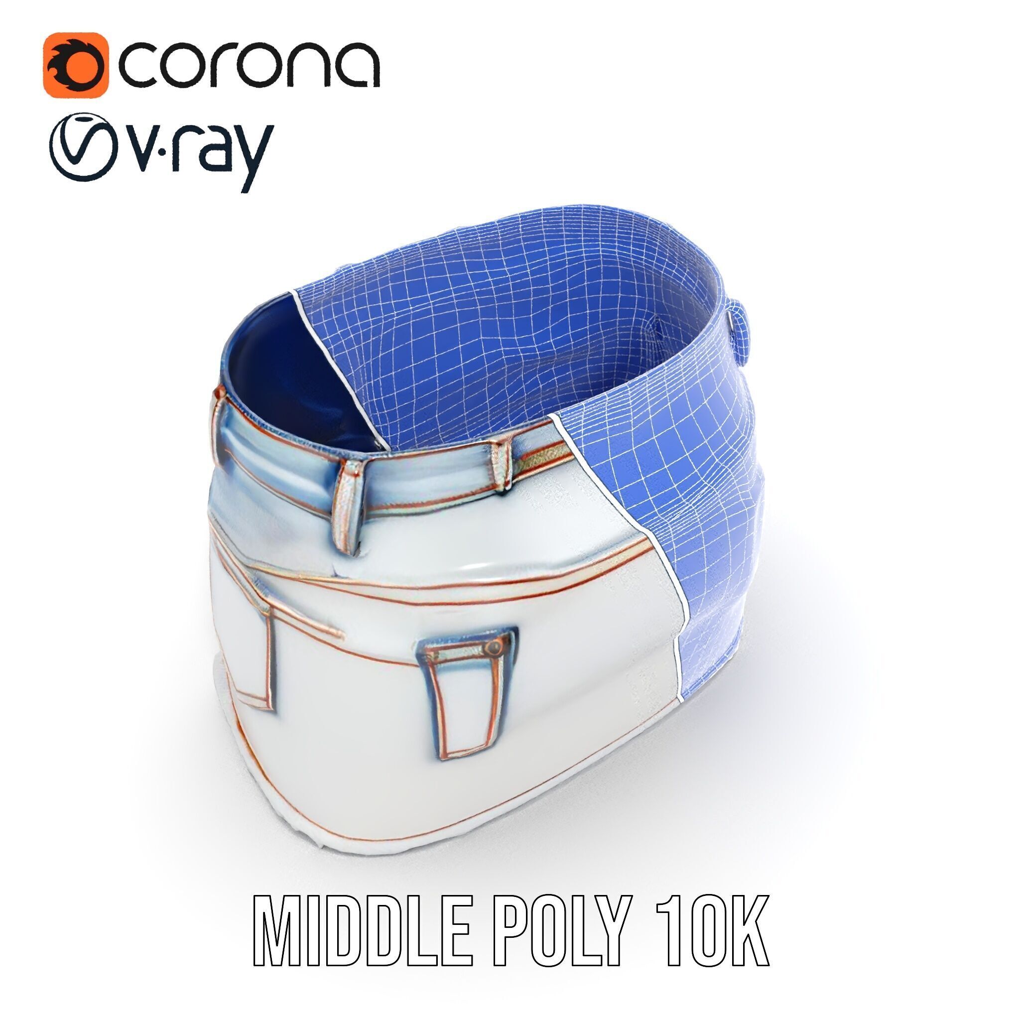 Denim Skirt model pack with realistic details Low-poly 3D model_17