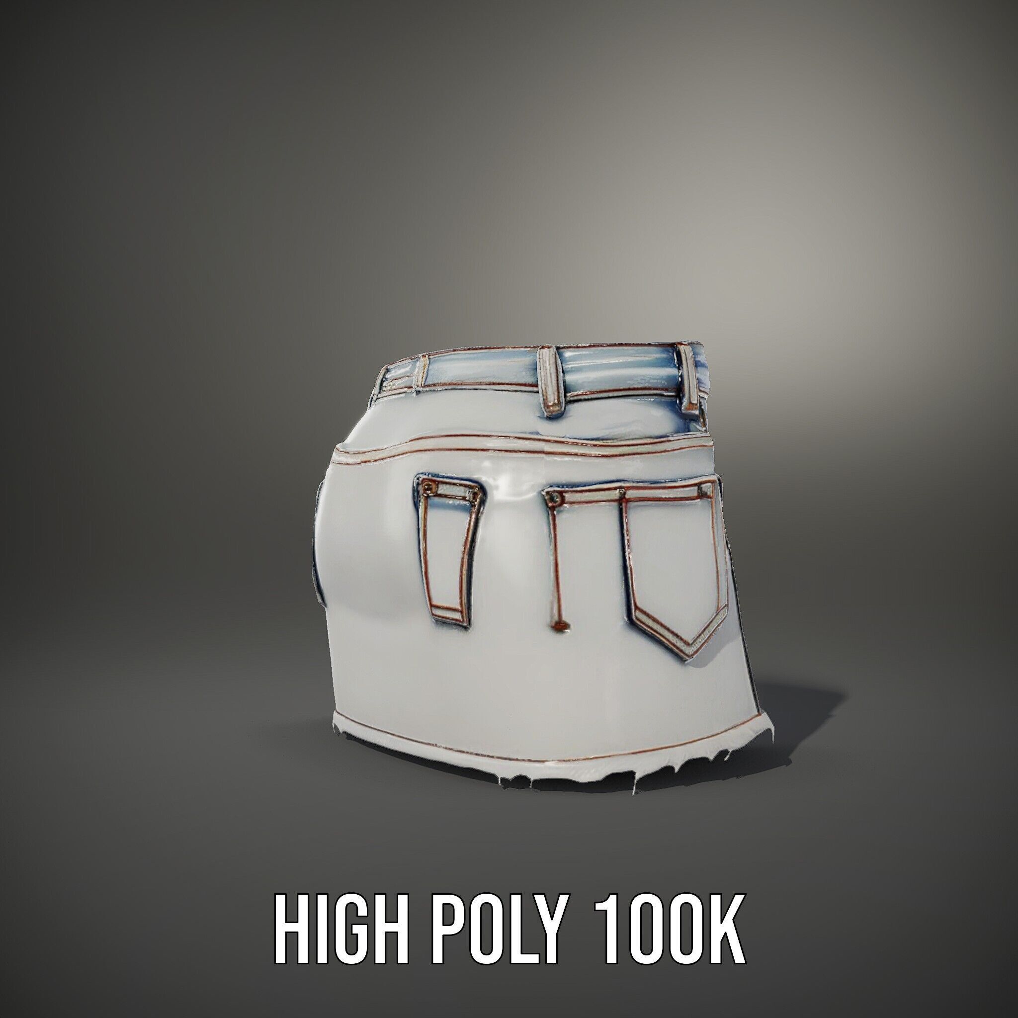 Denim Skirt model pack with realistic details Low-poly 3D model_8