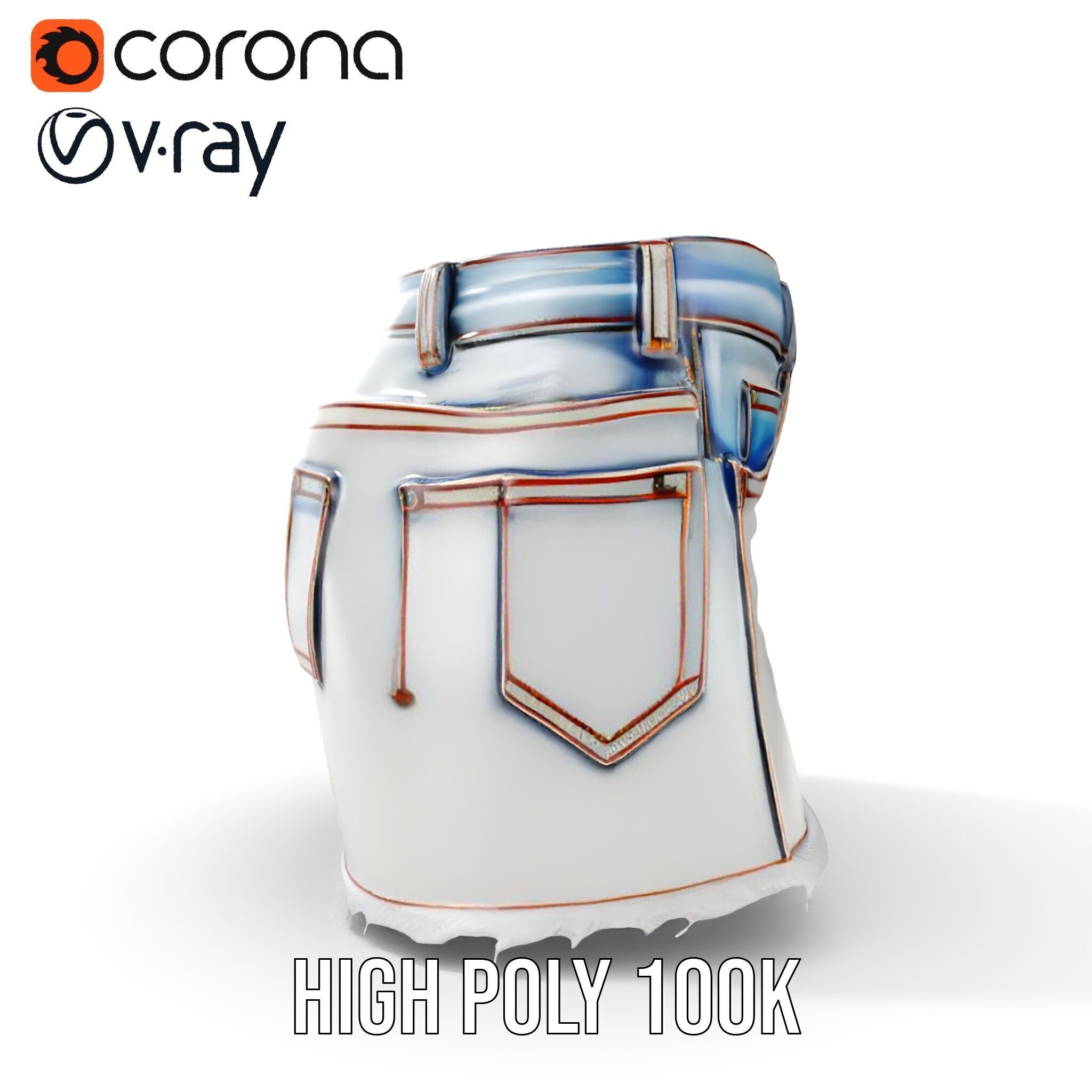 Denim Skirt model pack with realistic details Low-poly 3D model_36