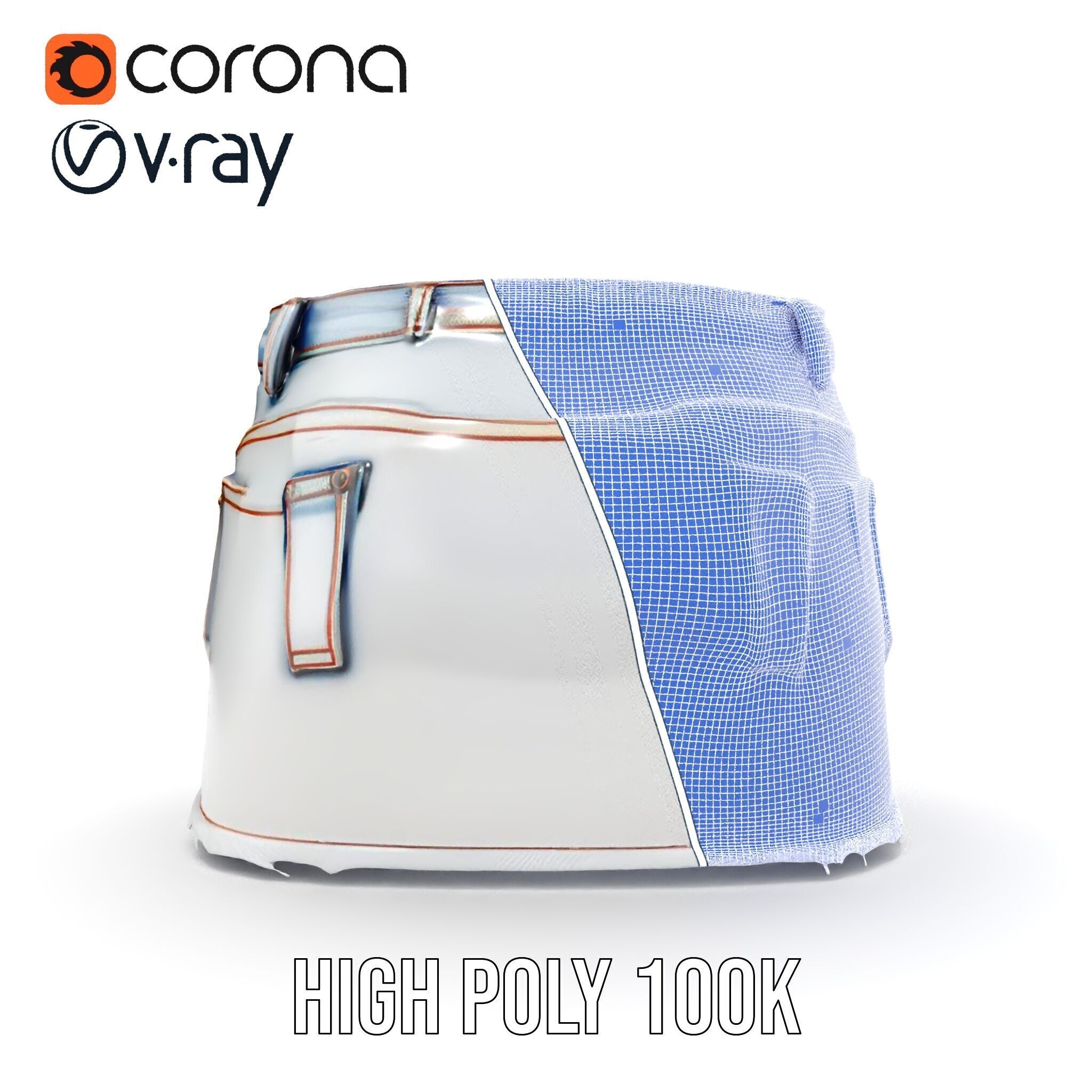 Denim Skirt model pack with realistic details Low-poly 3D model_38