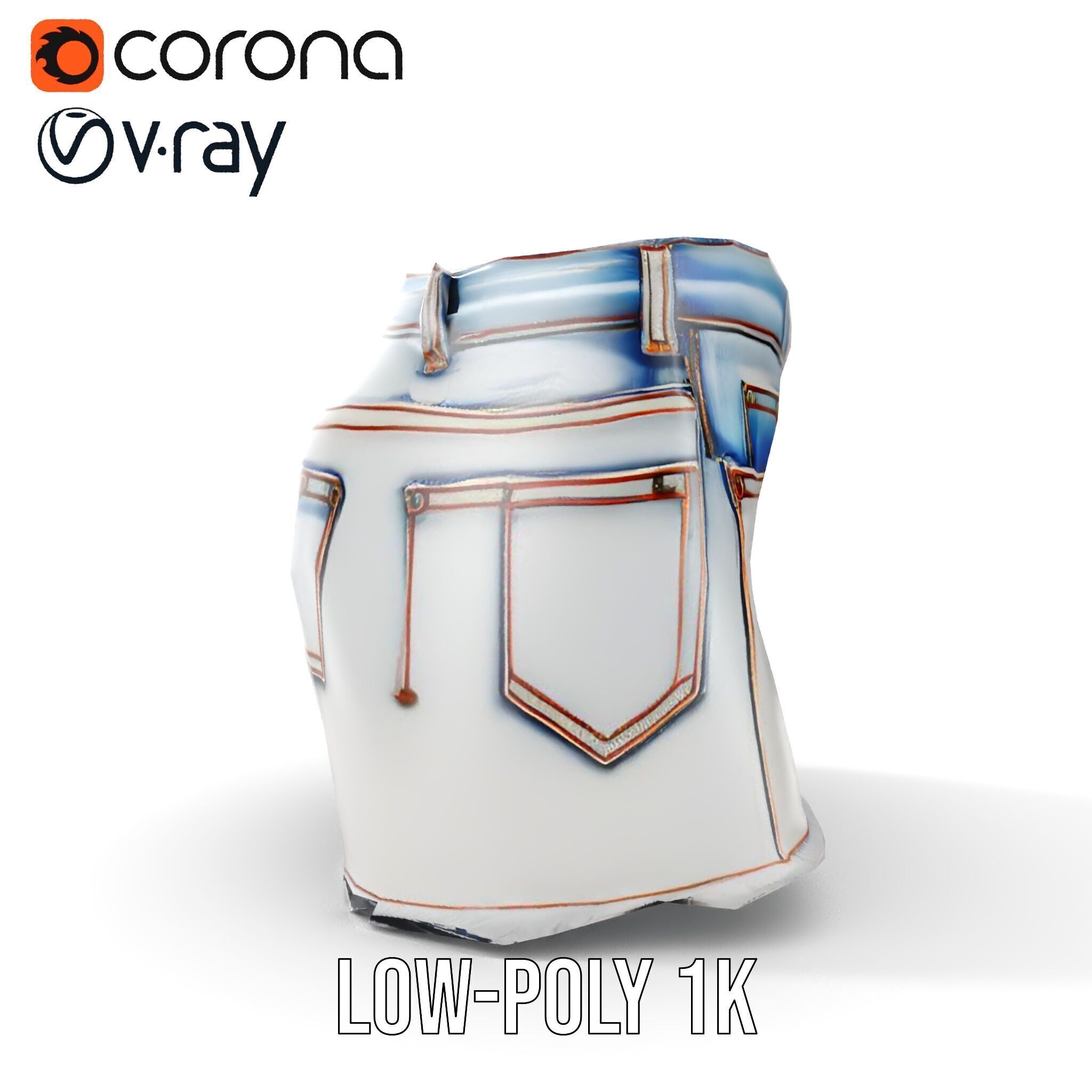 Denim Skirt model pack with realistic details Low-poly 3D model_7