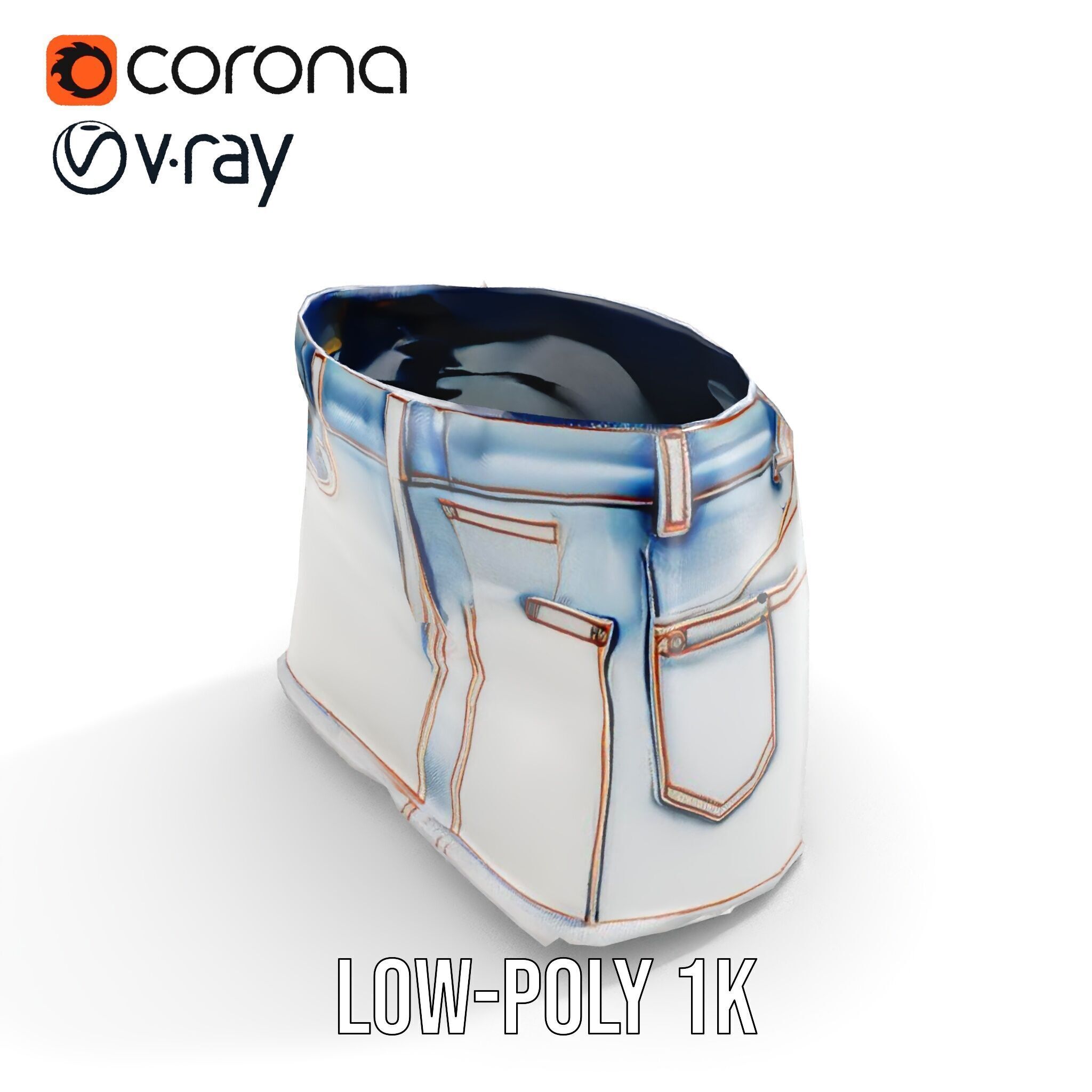 Denim Skirt model pack with realistic details Low-poly 3D model_10