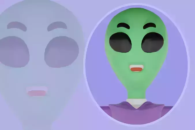 Stylized 3D Alien Character - Cartoon Space Visitor 3D Model