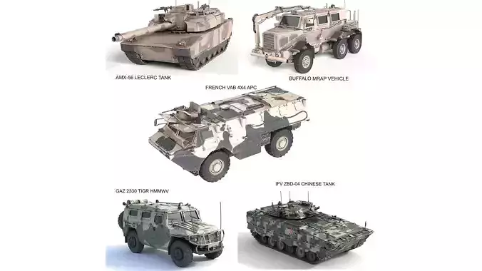 5 Military Vehicles Collection v13