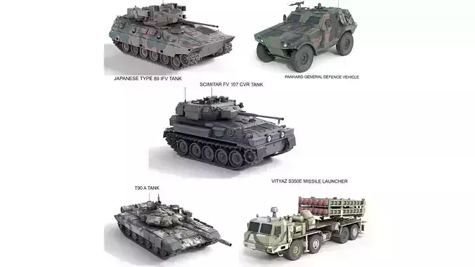 5 Military Vehicles Collection v14