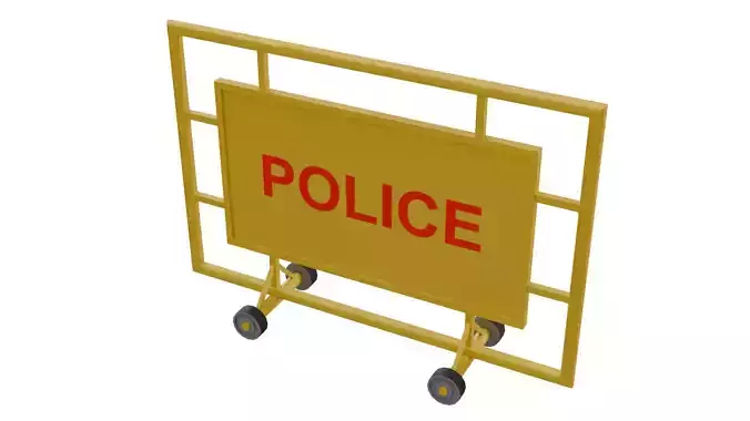 Low Poly 3D Police Barricade - Game-Ready