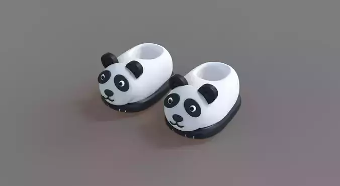 Low-Poly Panda Slippers