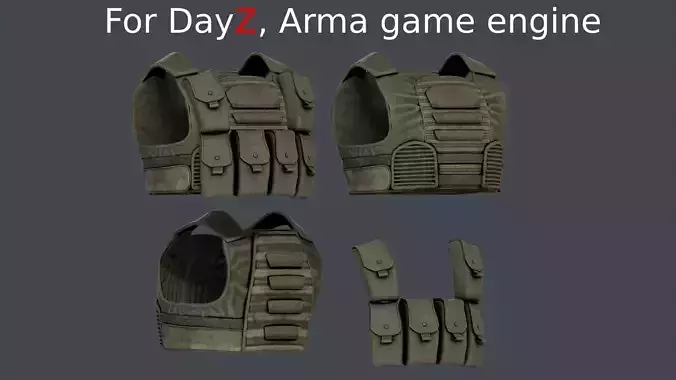 Stalker like vest and vest pouches for Dayz Low-poly 3D model