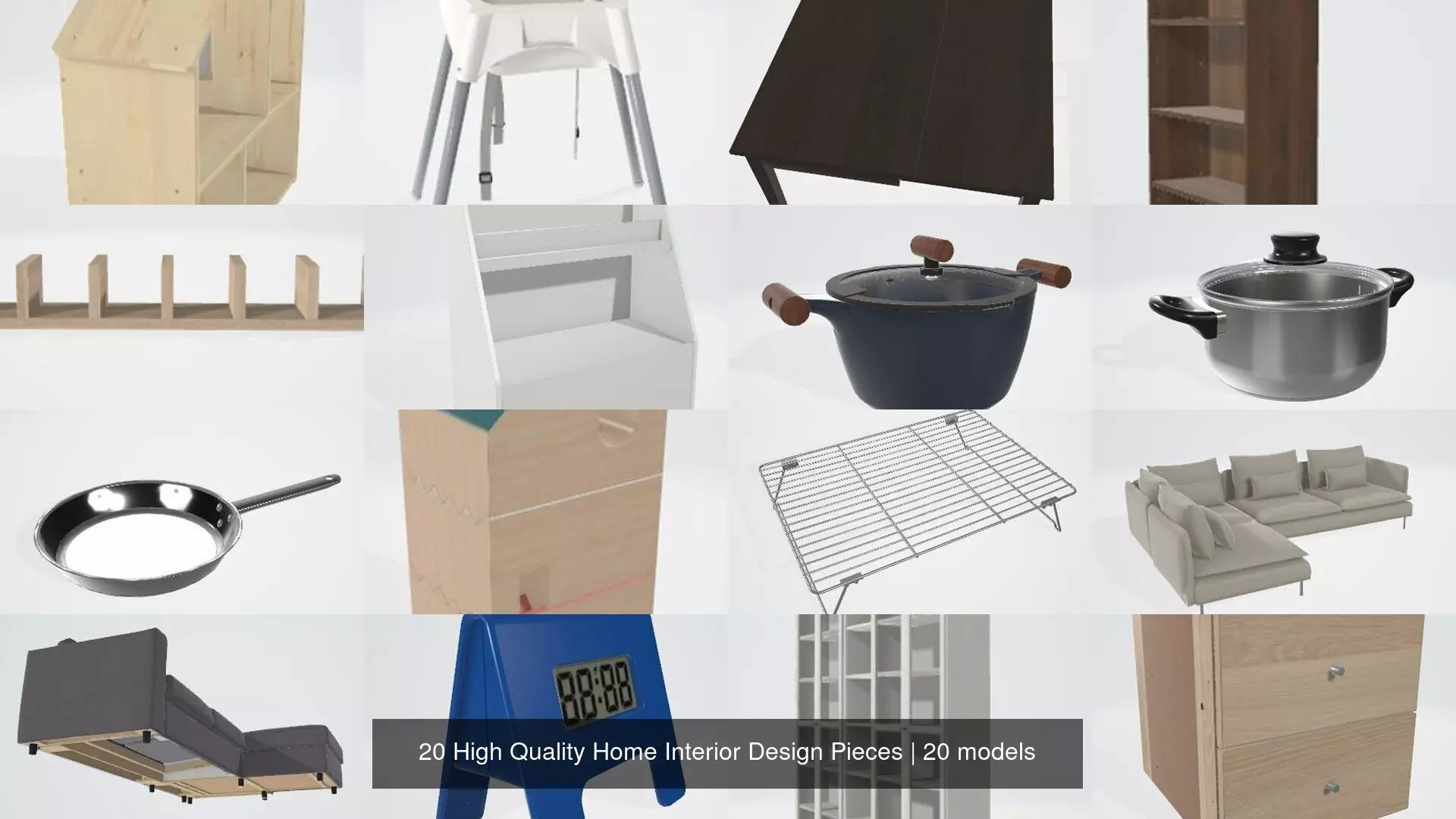 20 High Quality Home Interior Design Pieces 3D Model Collection_0