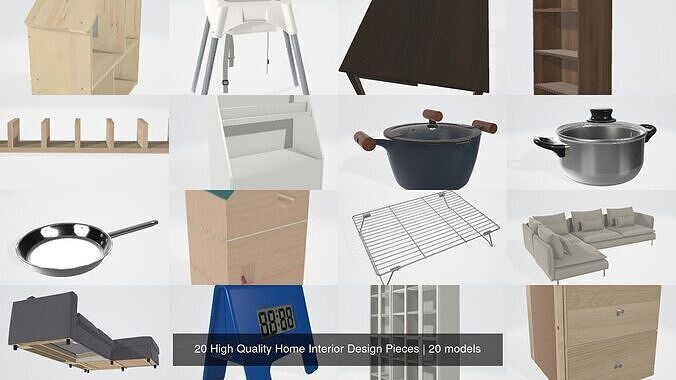 20 High Quality Home Interior Design Pieces 3D Model Collection