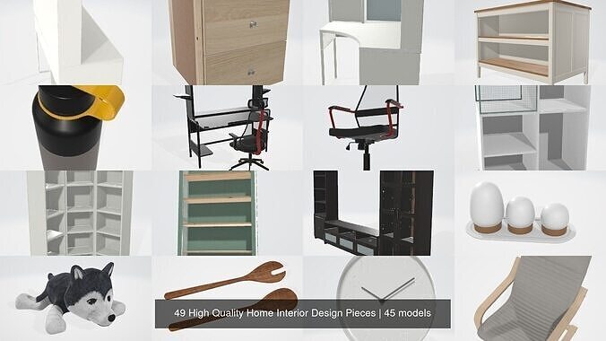 49 High Quality Home Interior Design Pieces 3D Model Collection