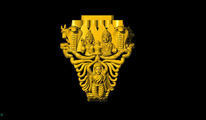 shiv and parboti  antique ring 3D print model