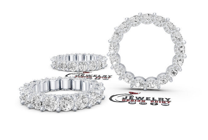 Custom Round Diamond Eternity Ring Wedding Band  Engagement Ring 3D print model
