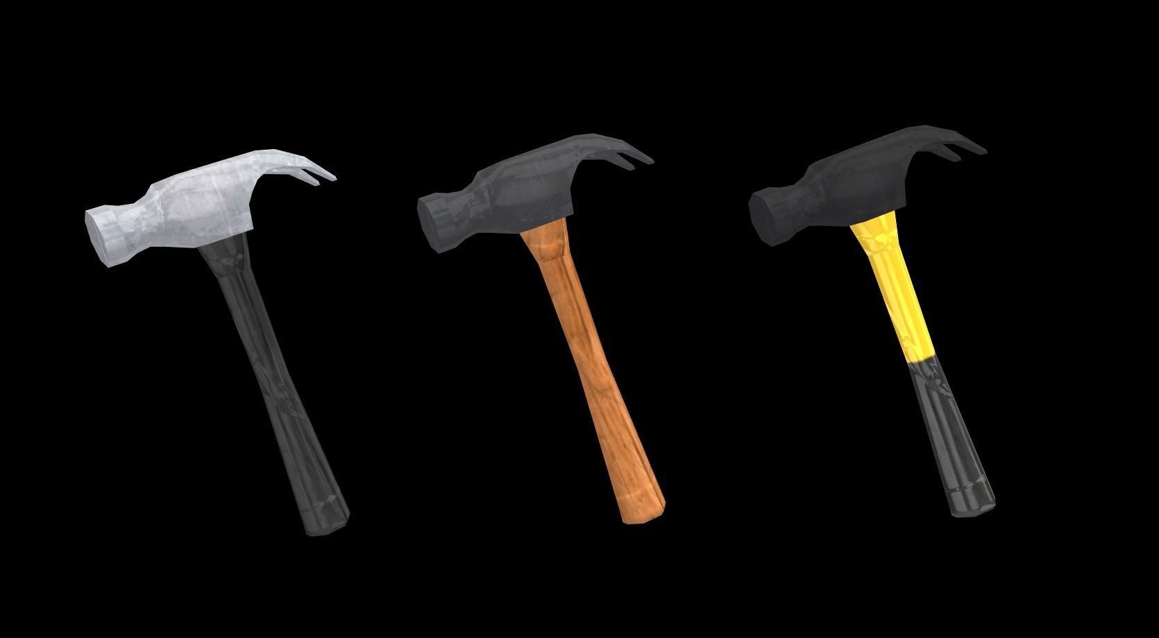 Hammer axe Low-poly 3D model_1