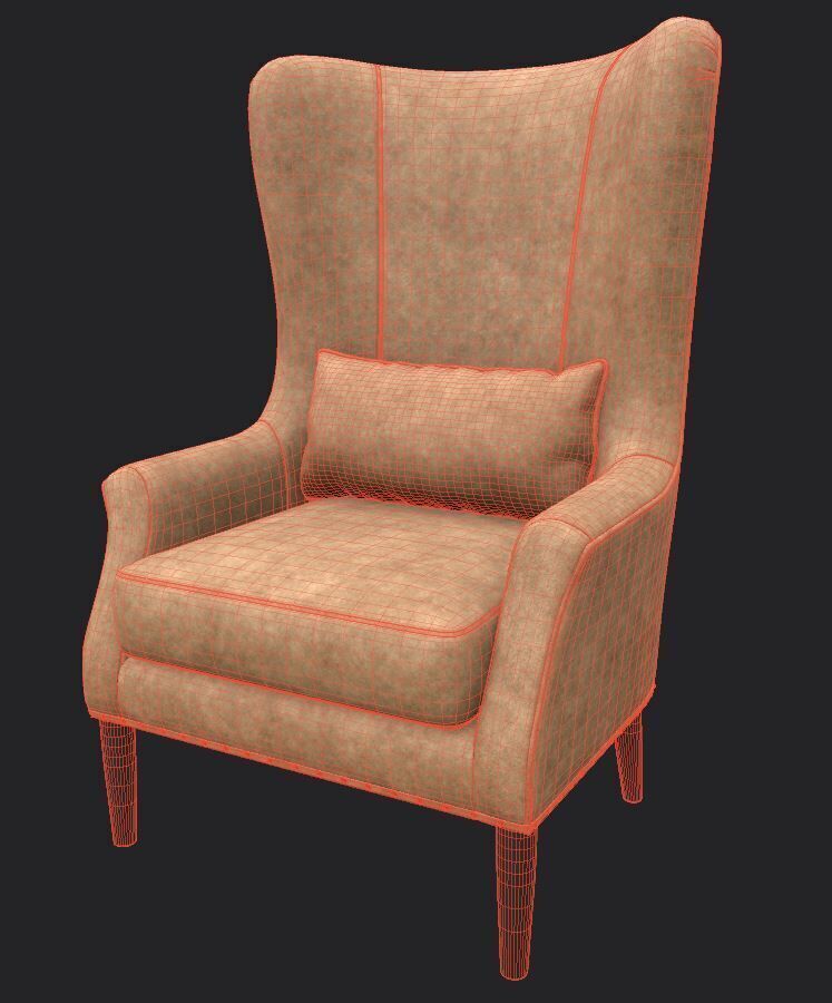 Arm chair Low-poly 3D model_3