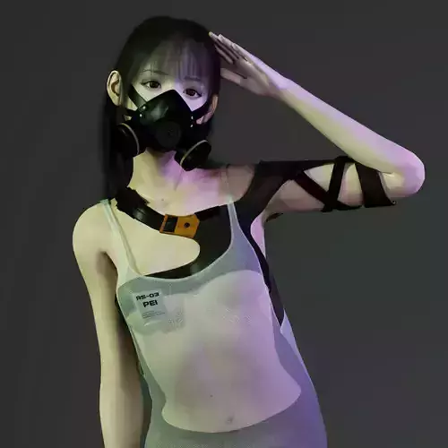 Modern woman wearing a mask