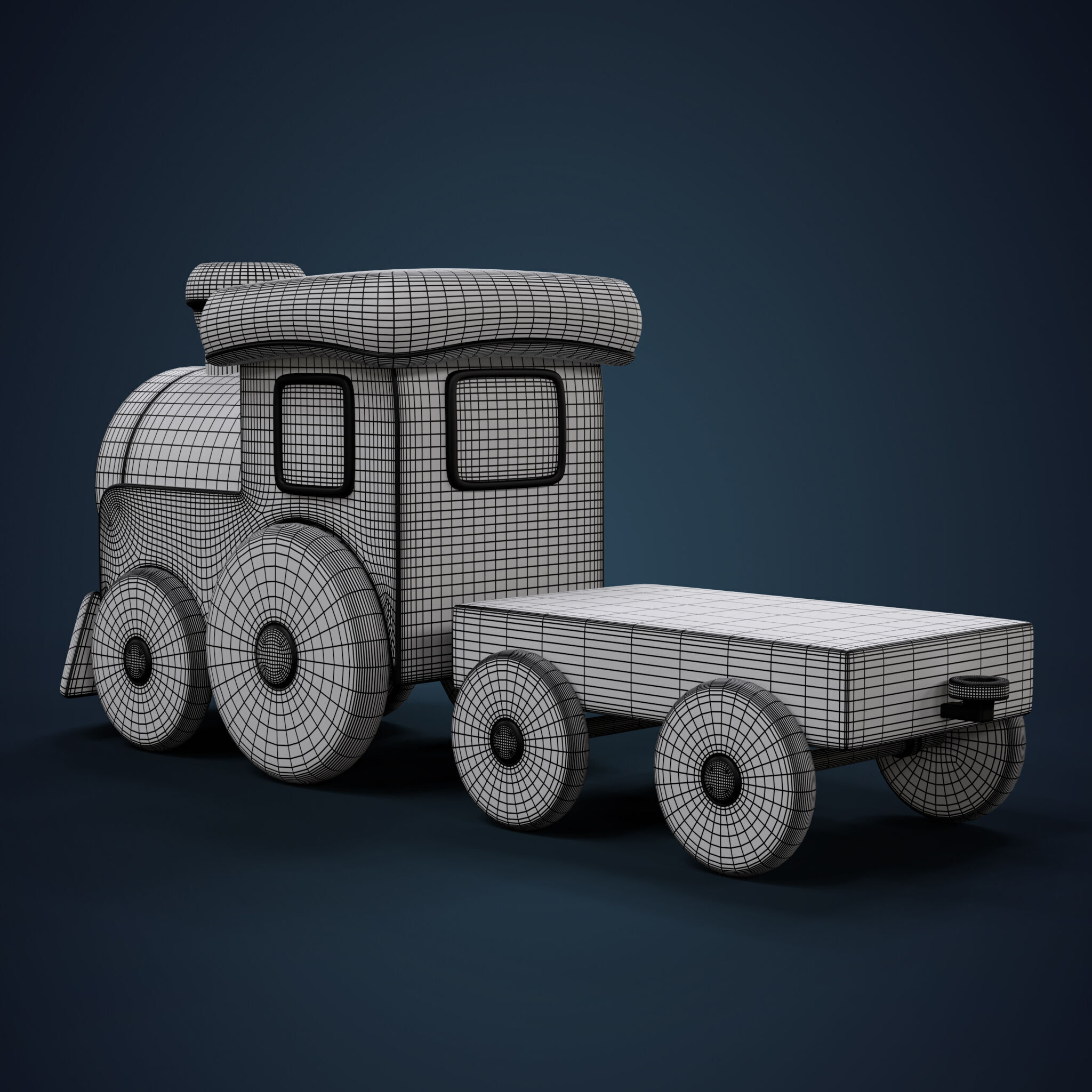 Cartoon Toy Train Low-poly 3D model_13