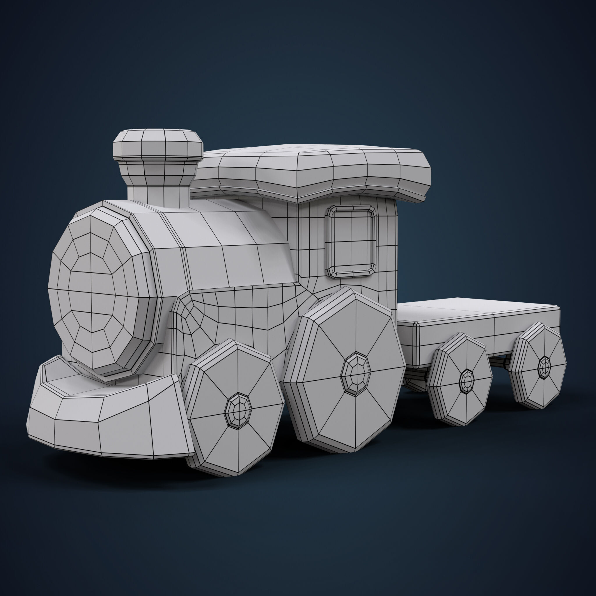 Cartoon Toy Train Low-poly 3D model_7