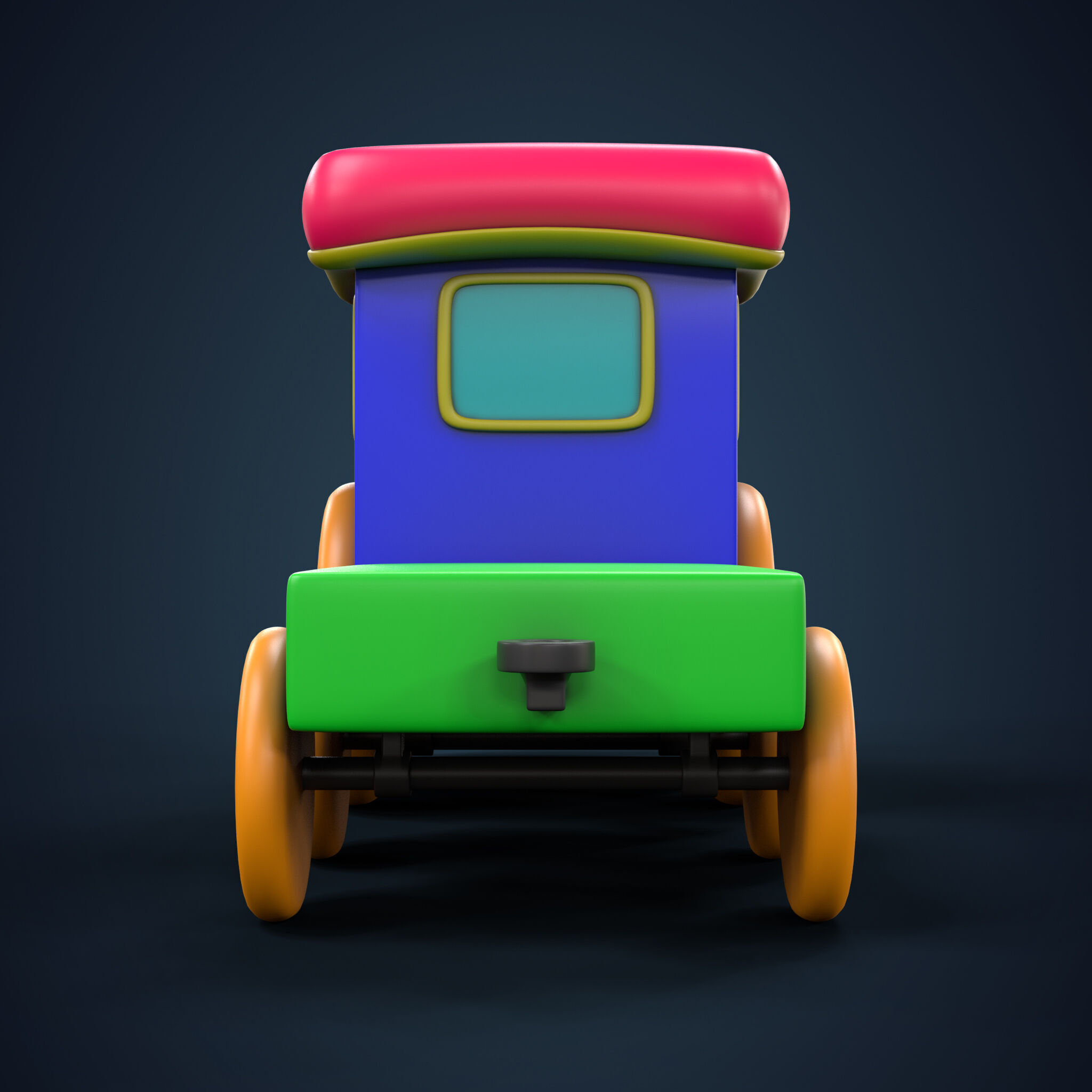 Cartoon Toy Train Low-poly 3D model_2