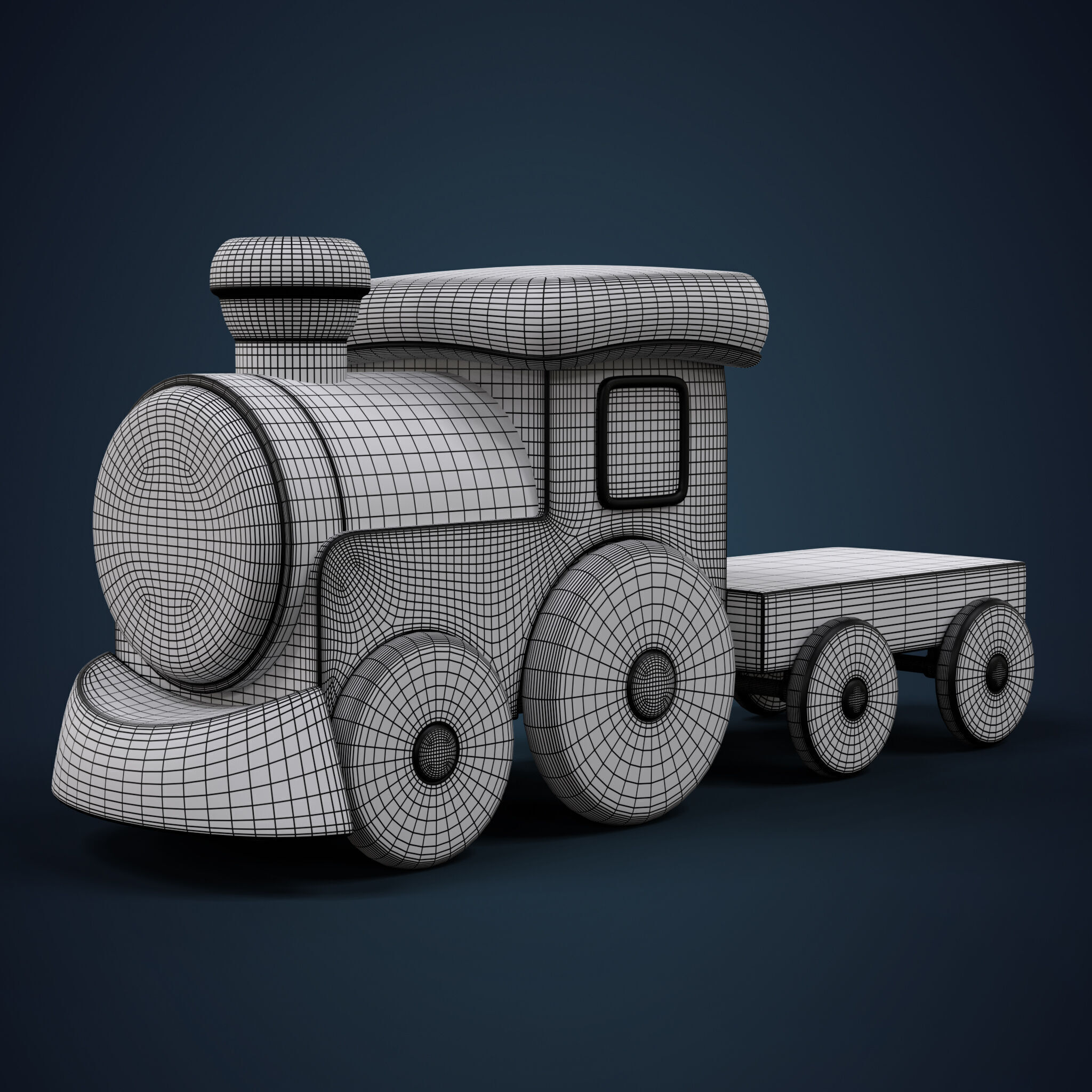Cartoon Toy Train Low-poly 3D model_12