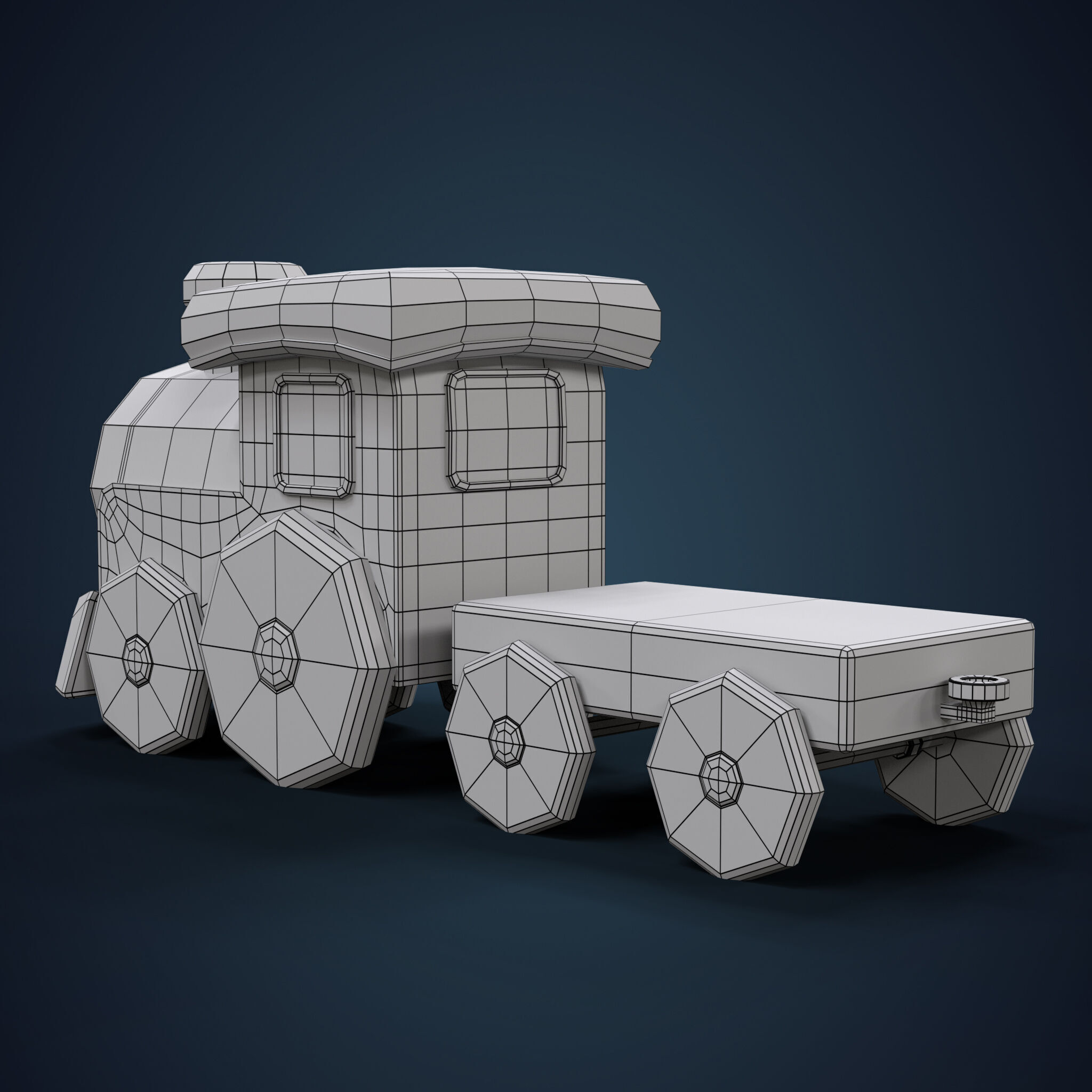 Cartoon Toy Train Low-poly 3D model_8