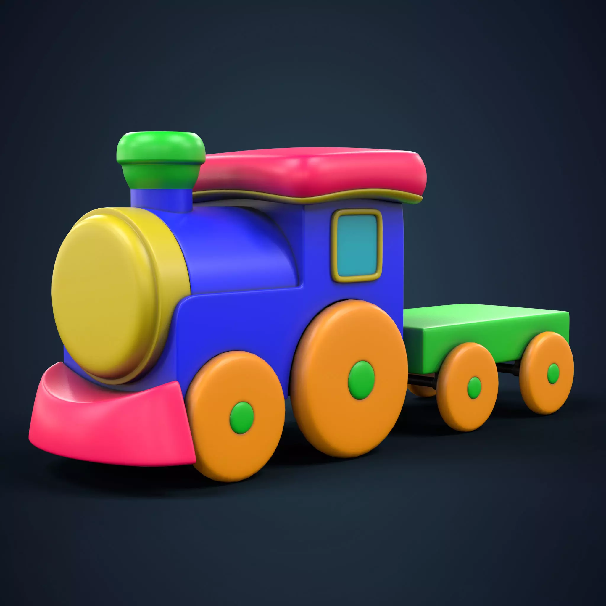 Cartoon Toy Train Low-poly 3D model_0