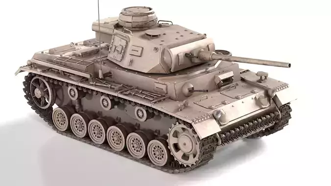 German Panzer III TANK Low-poly 3D model
