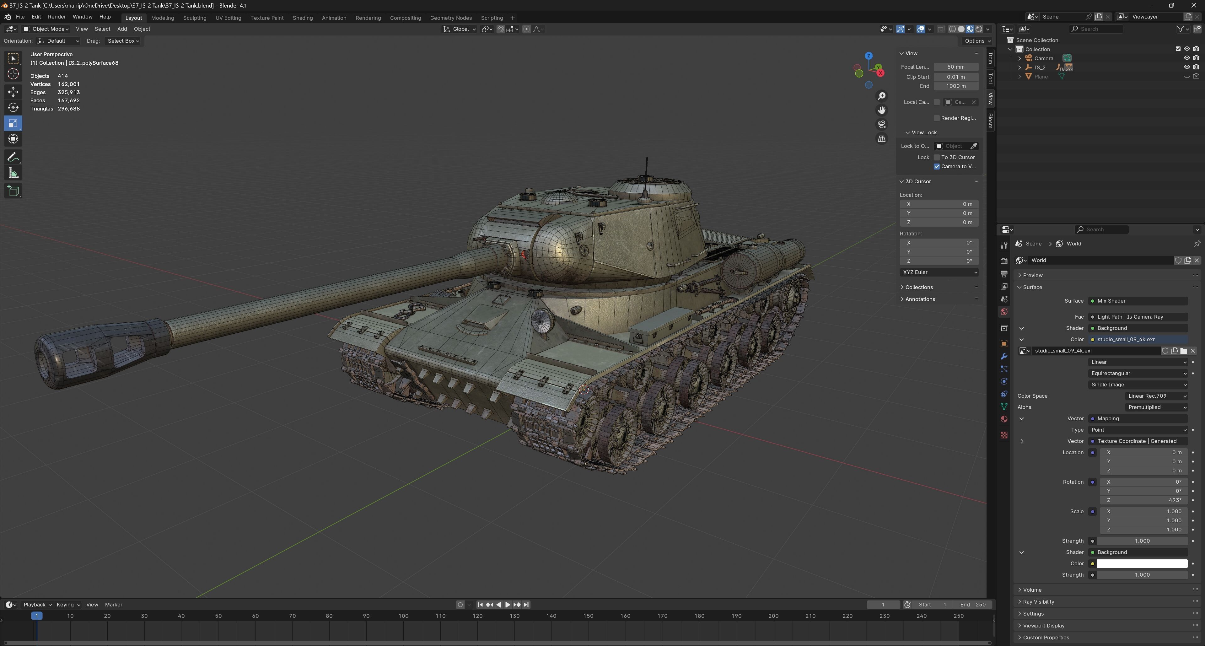 IS 2 Soviet Heavy Tank Low-poly 3D model_11
