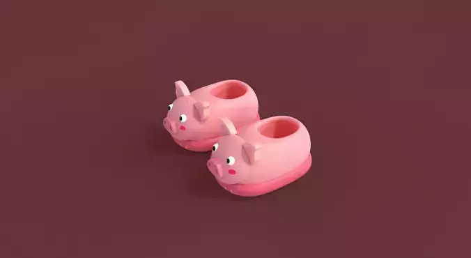 Low-Poly Pig Slippers Low-poly 3D model