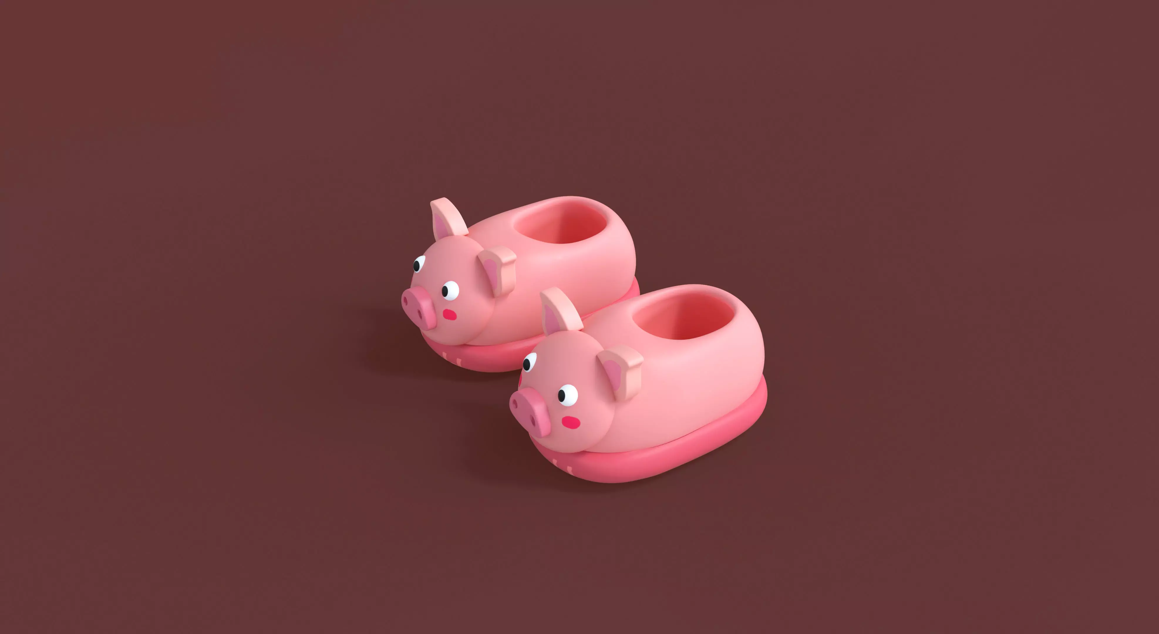Low-Poly Pig Slippers Low-poly 3D model_0