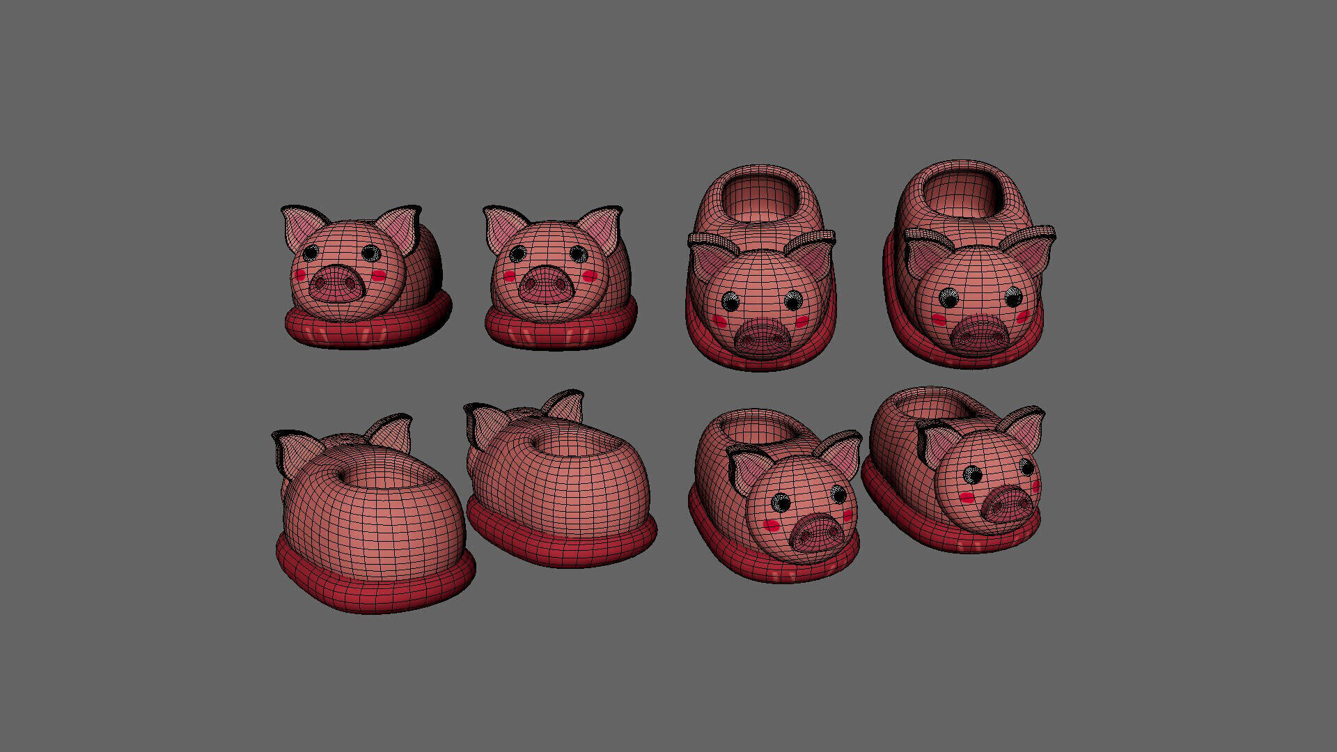 Low-Poly Pig Slippers Low-poly 3D model_7