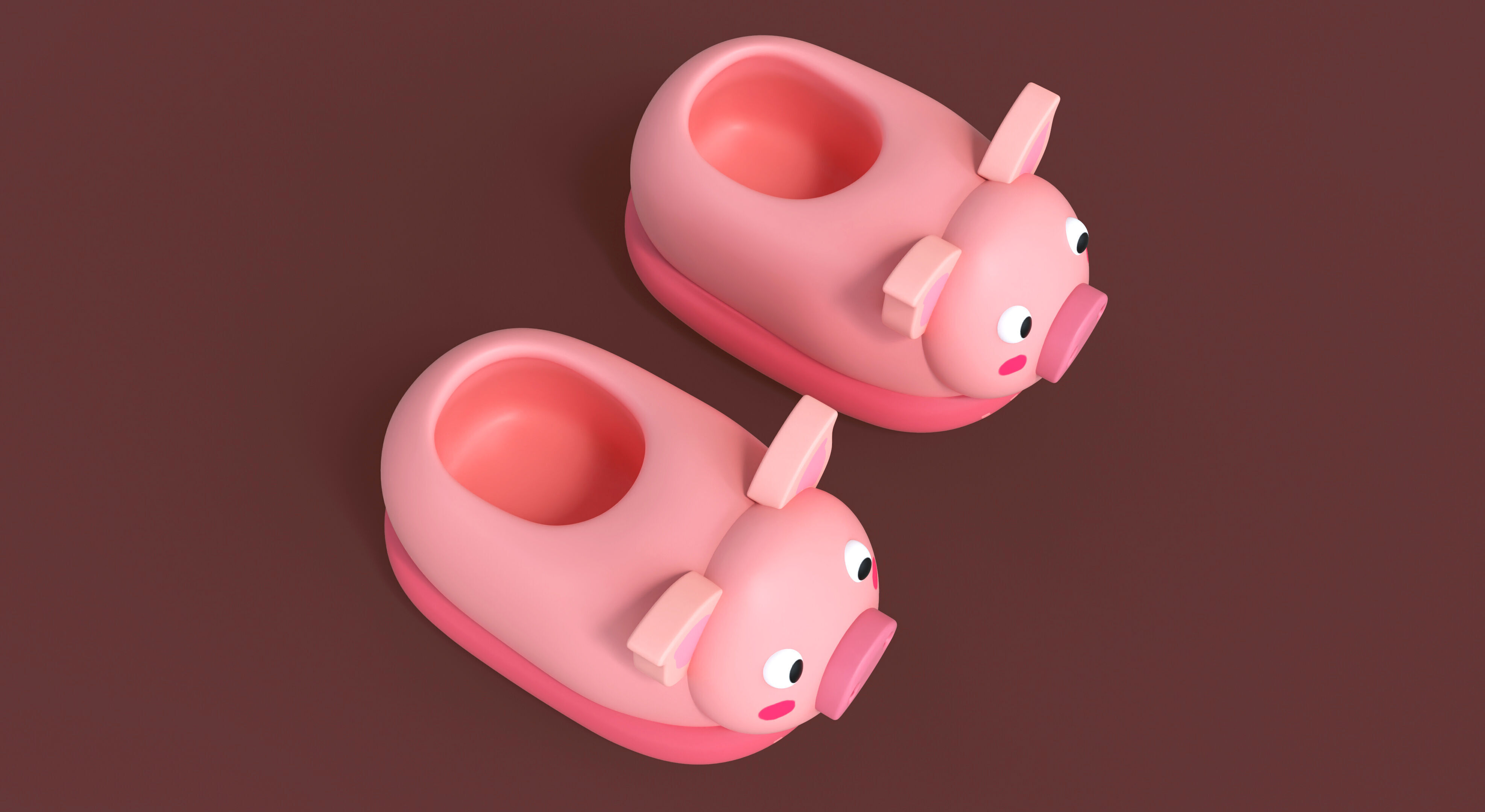 Low-Poly Pig Slippers Low-poly 3D model_5
