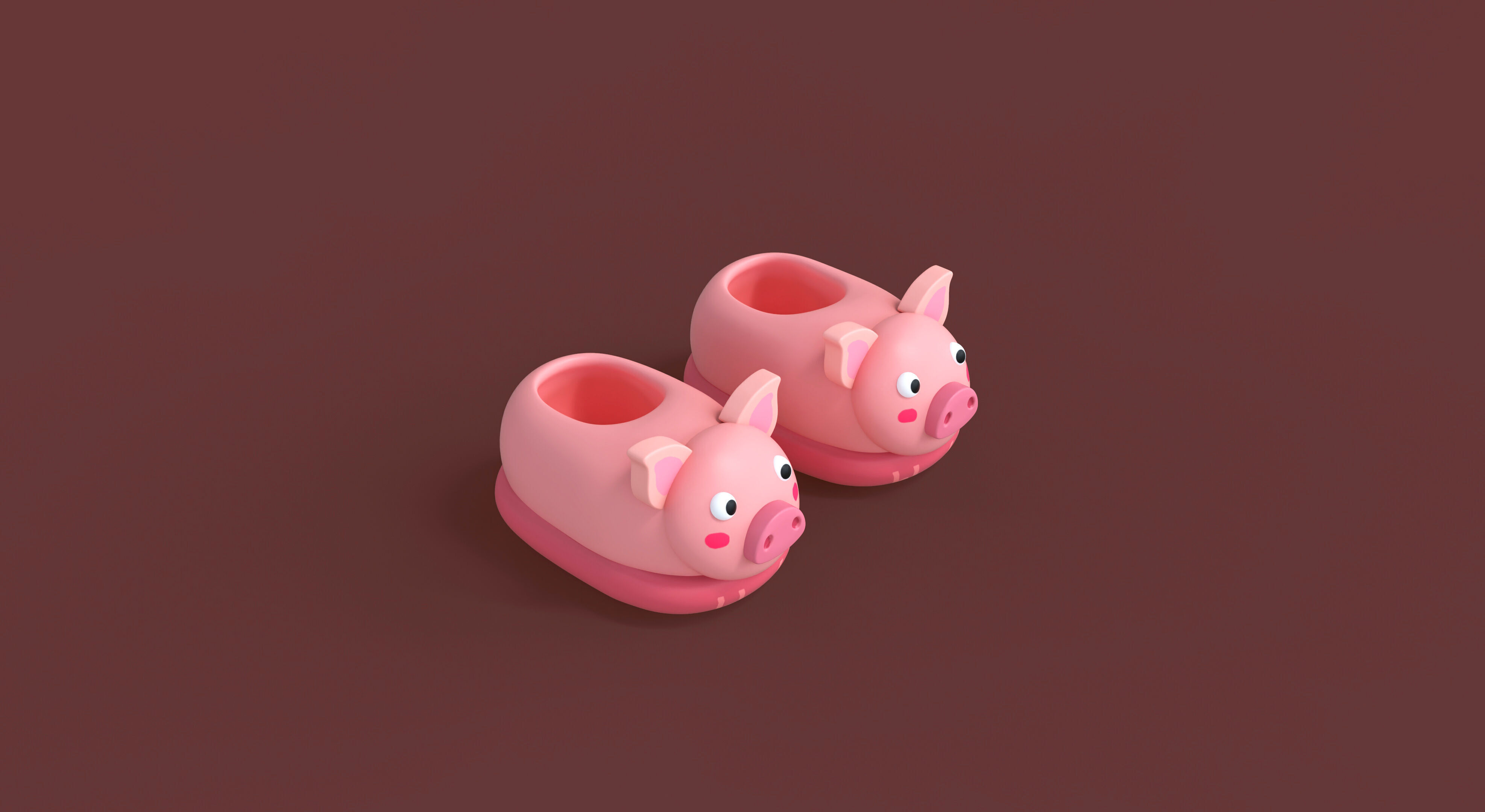 Low-Poly Pig Slippers Low-poly 3D model_3