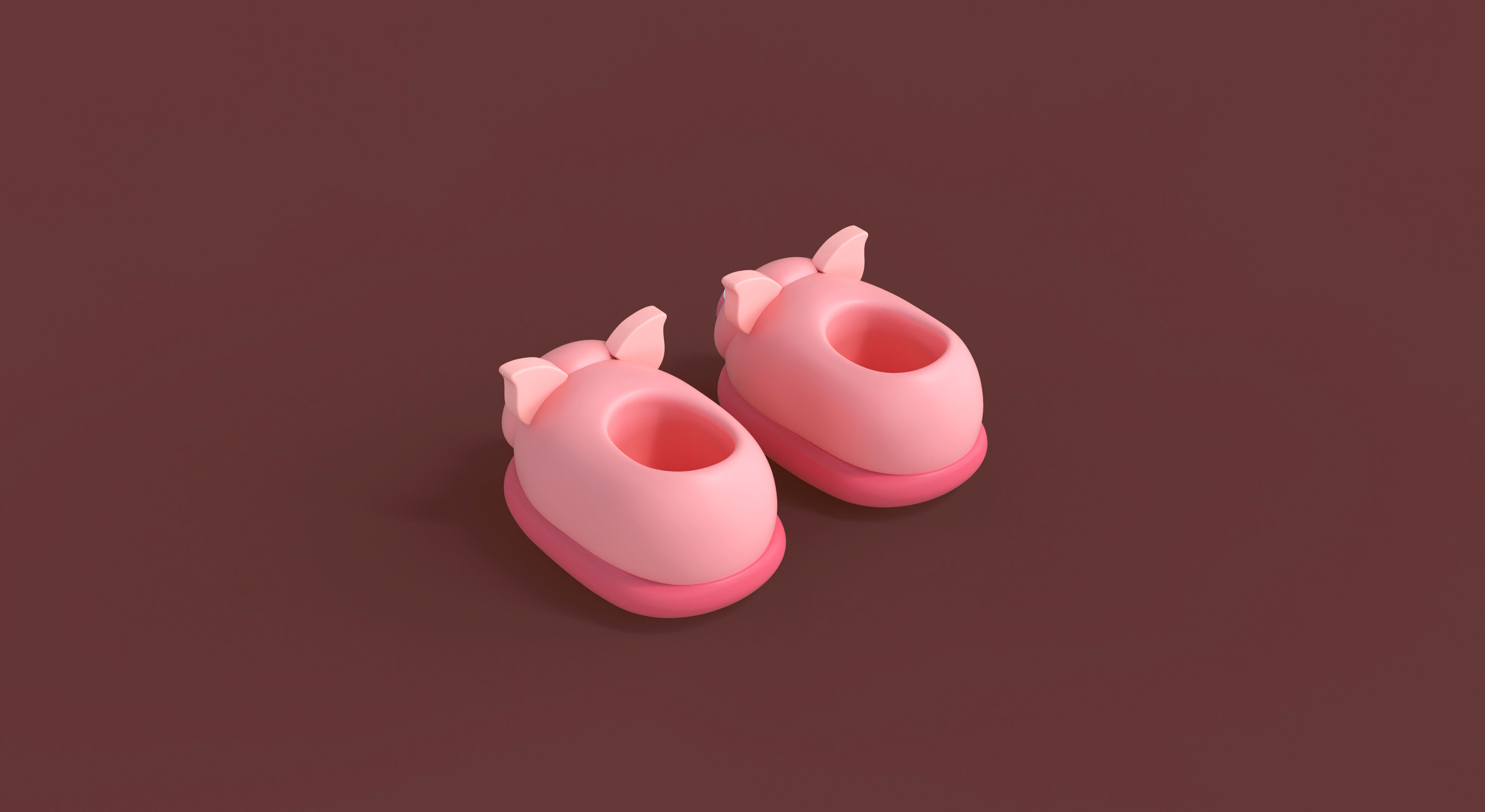 Low-Poly Pig Slippers Low-poly 3D model_1