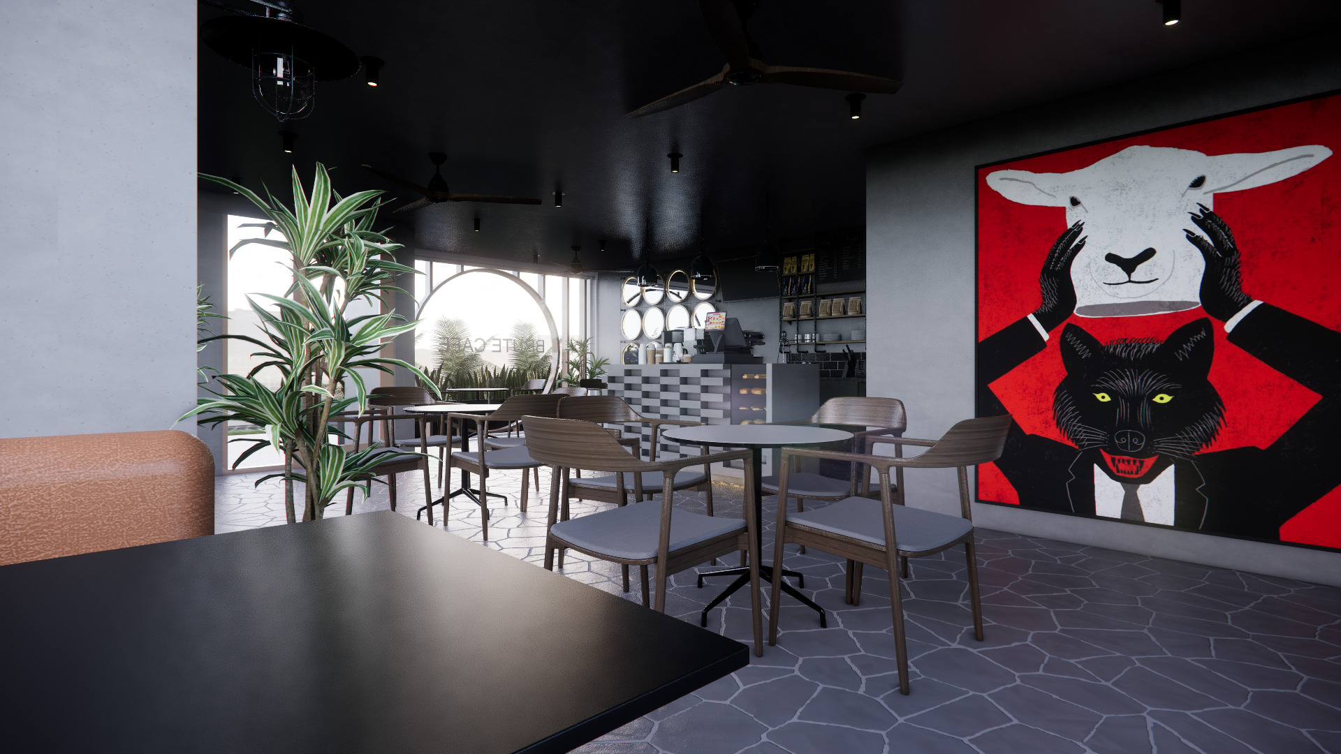 BRUTALIST COFFEE SHOP Low-poly 3D model_2