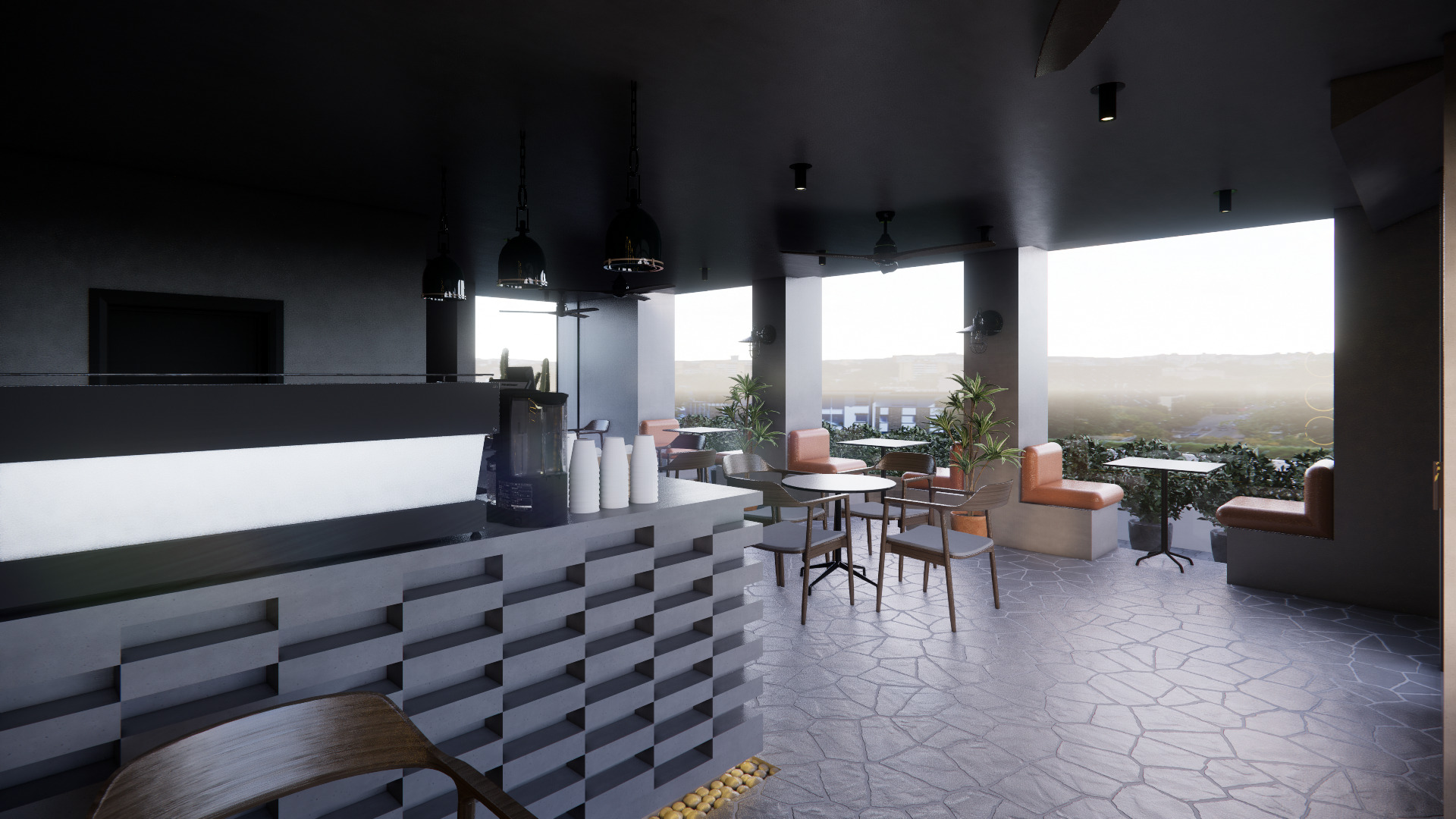 BRUTALIST COFFEE SHOP Low-poly 3D model_5