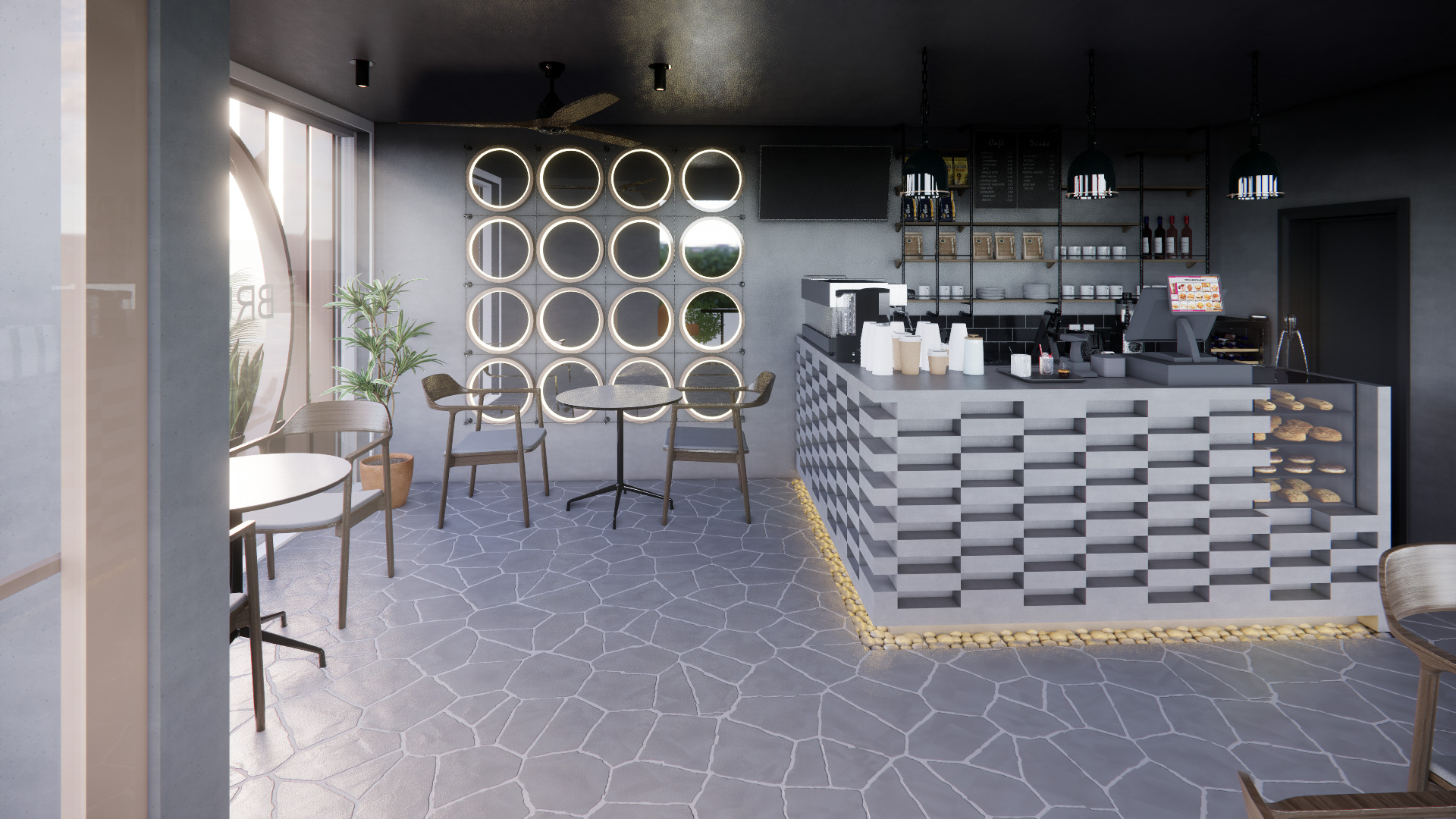 BRUTALIST COFFEE SHOP Low-poly 3D model_4