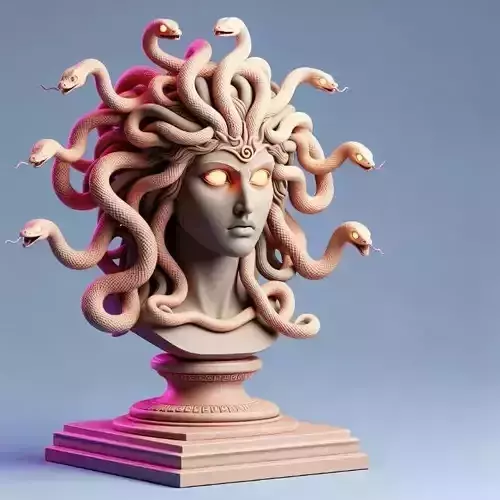 949Color 3D Model of a Beautiful Gorgon with Snake Hair
