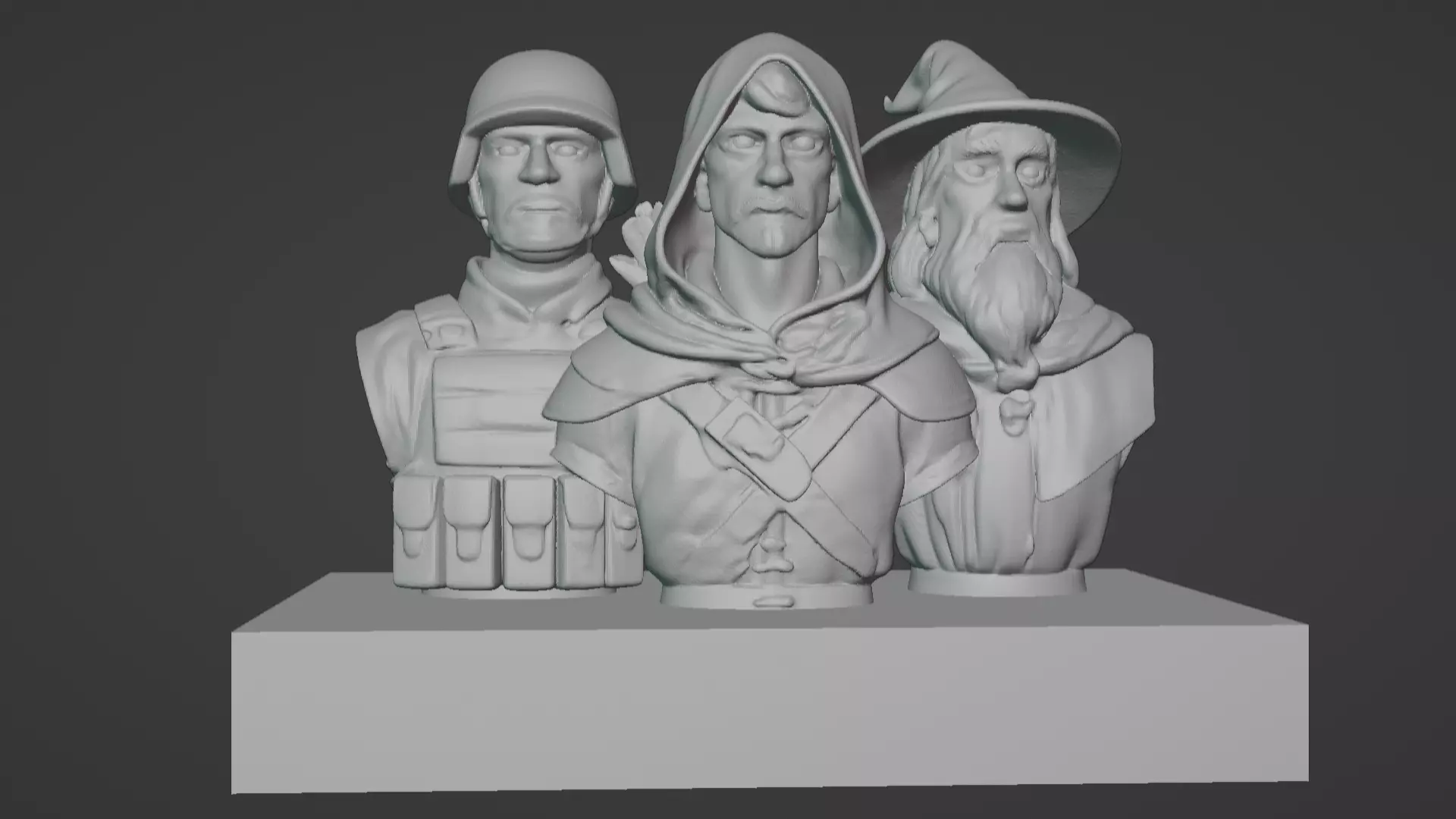 3-in-1 Bust Collection - Generic Soldier Rogue and Wizard 3D print model
