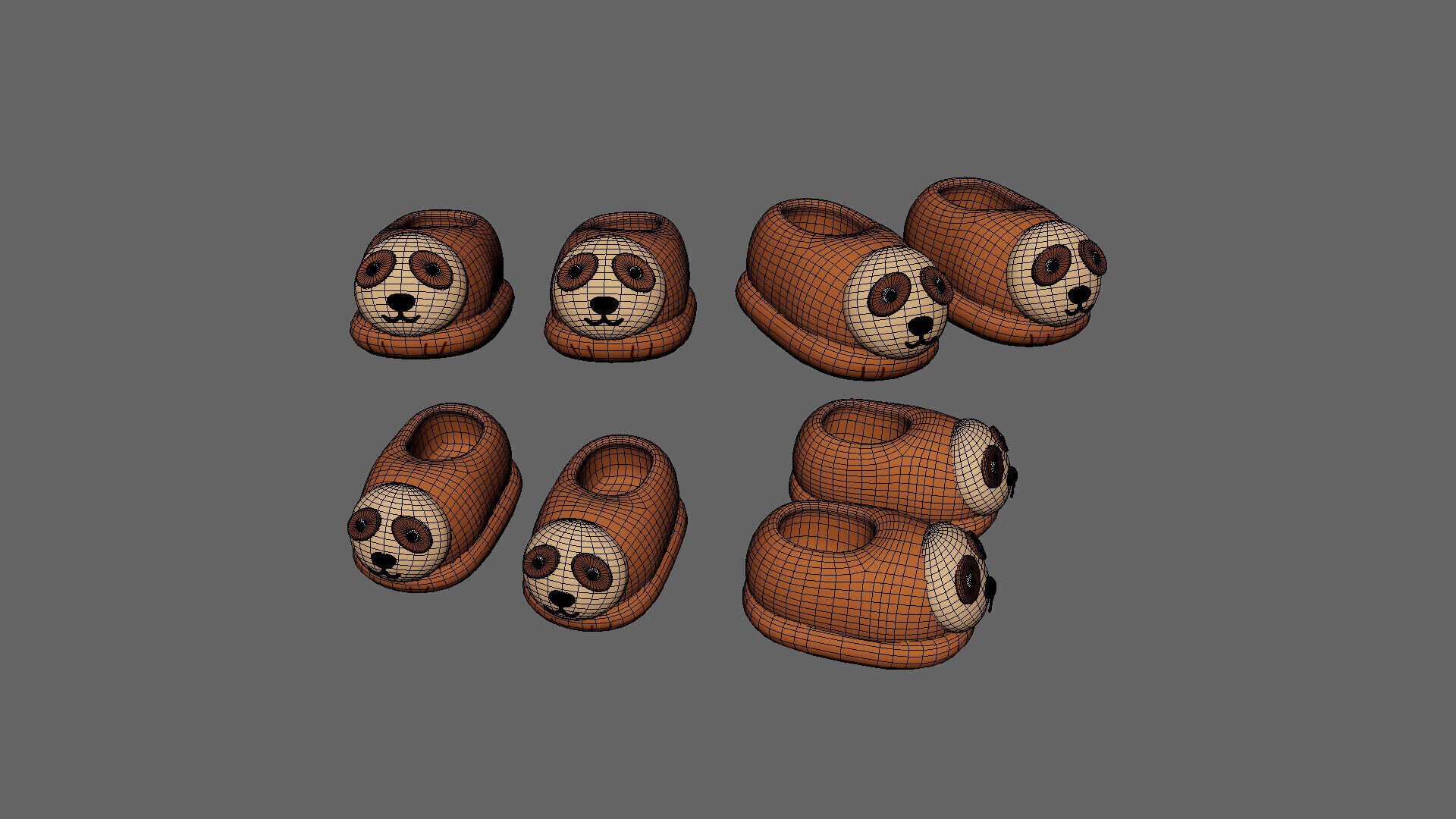Low-Poly Sloth Slippers Low-poly 3D model_6